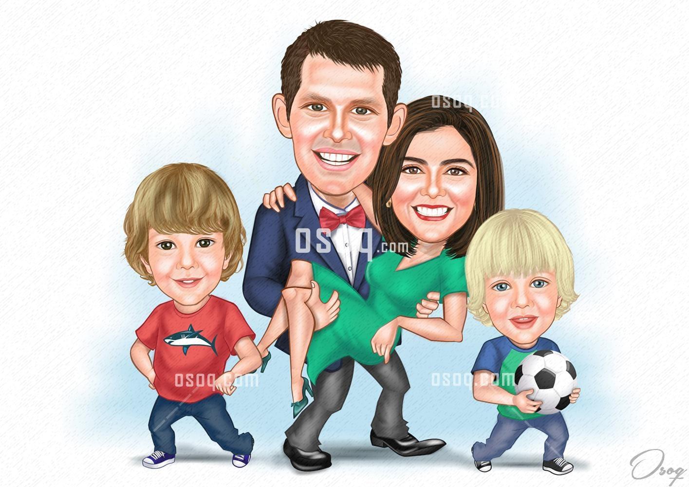 Family cartoon portrait 05