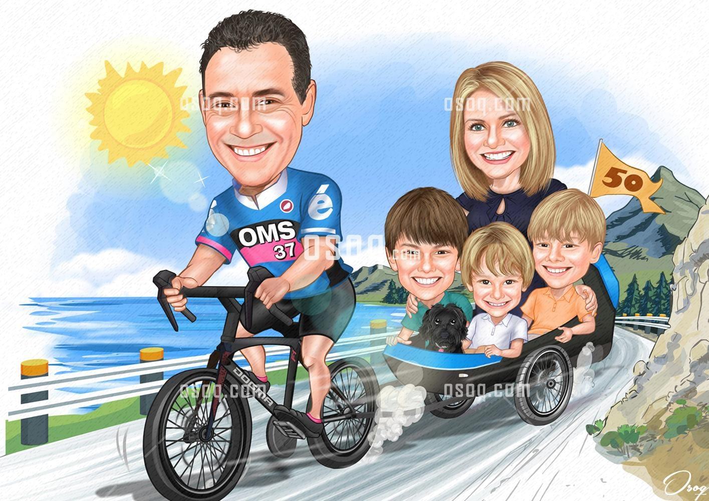 Family cartoon portrait 06