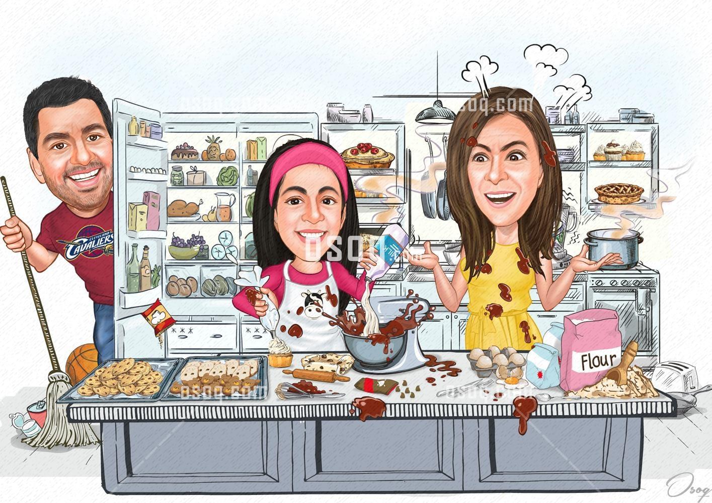Family cartoon portrait 12