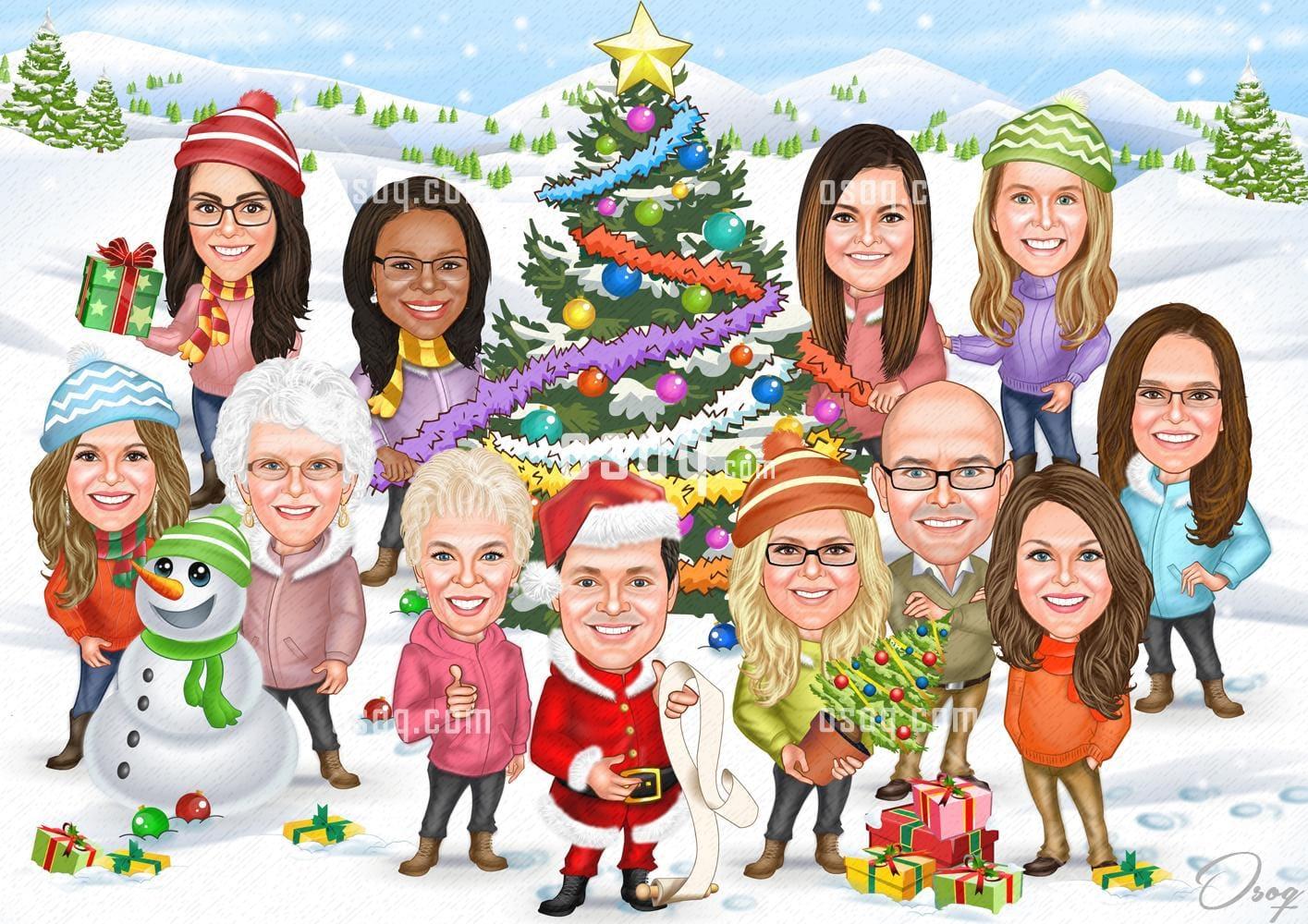 Group cartoon caricature 04