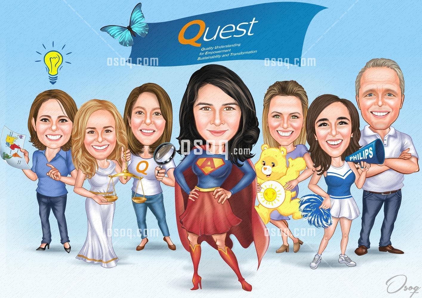 Group cartoon caricature 10