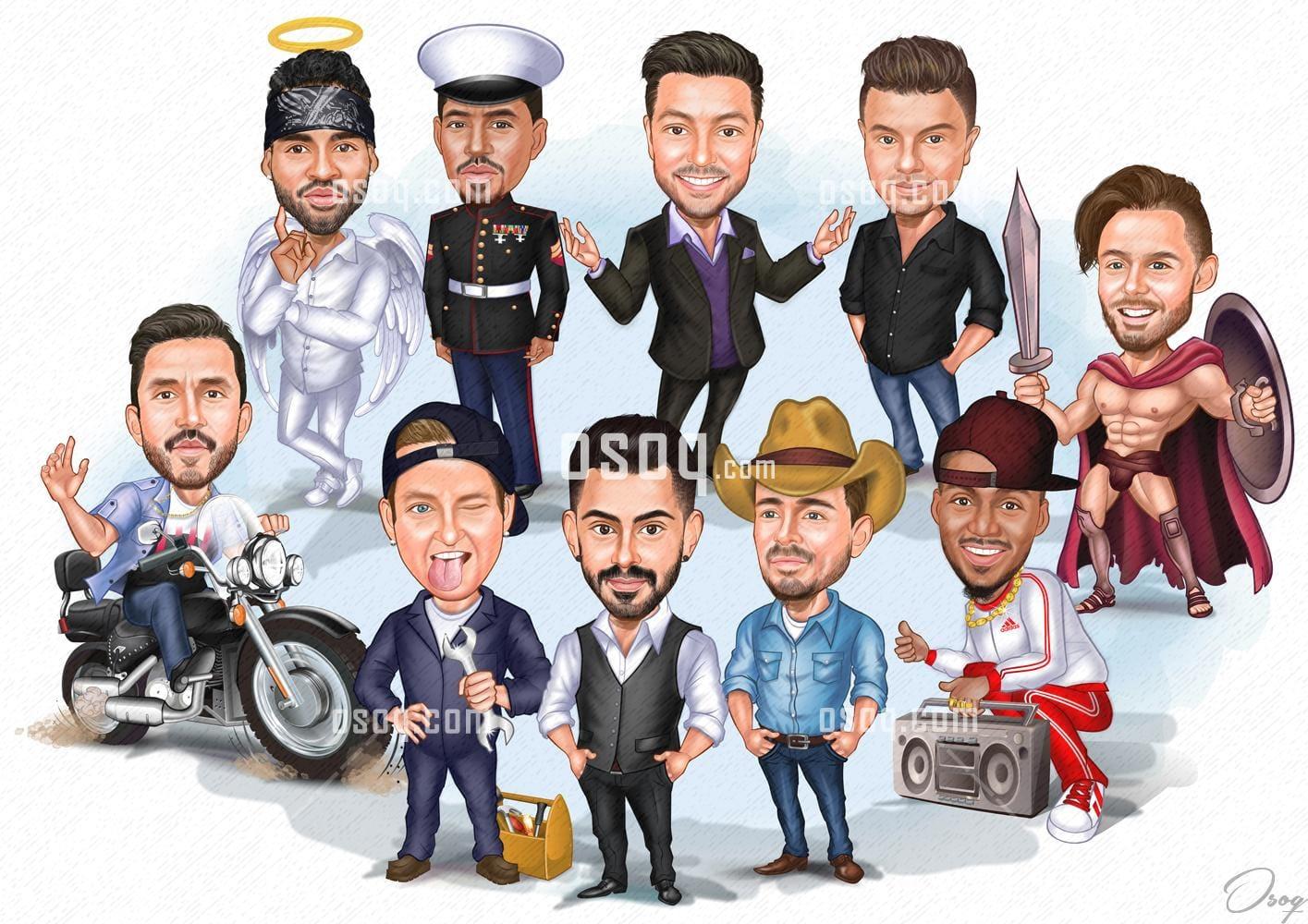 Group cartoon caricature 13