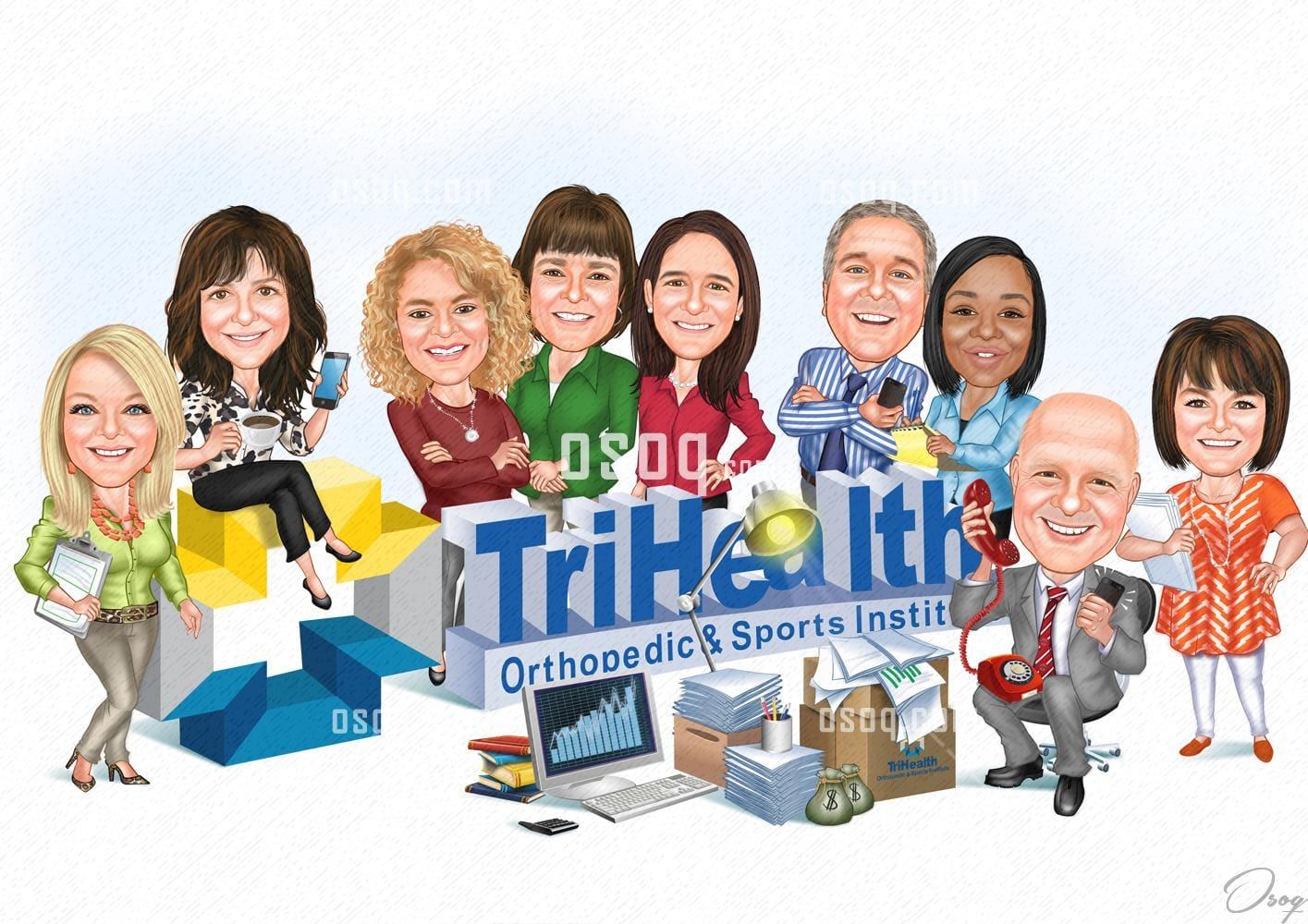 Group cartoon caricature 16