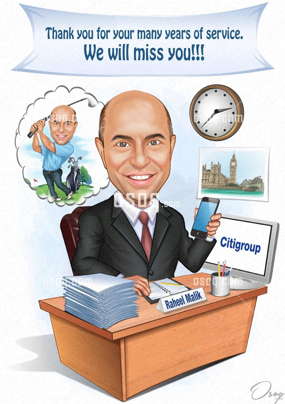 Retirement cartoon caricature 18