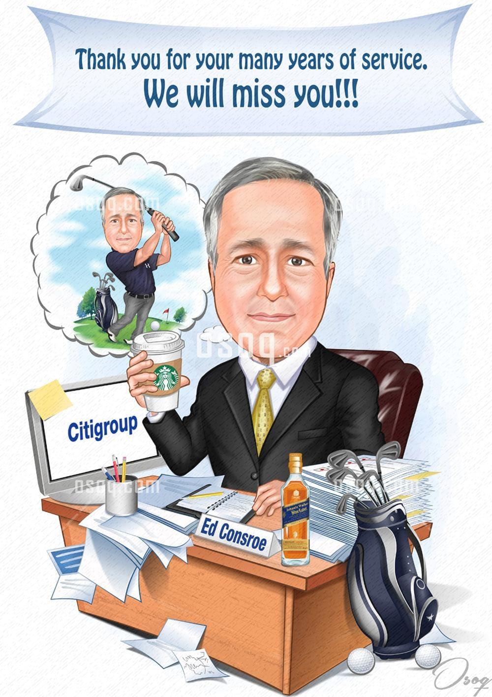 Retirement cartoon caricature 19
