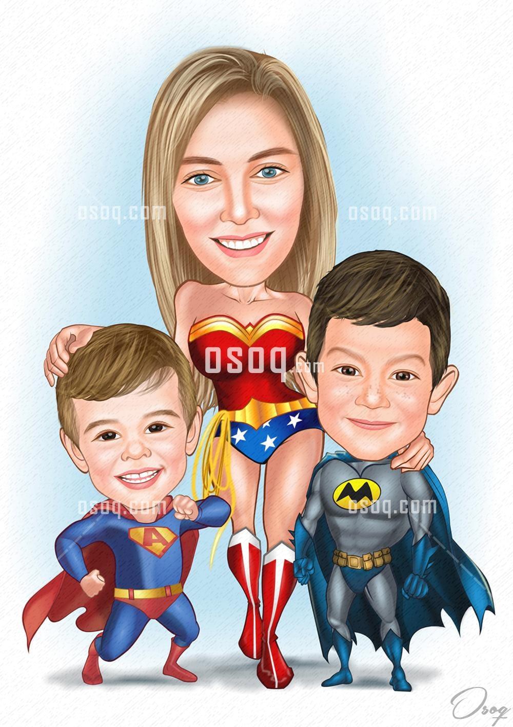 Superheroes cartoon portrait 09