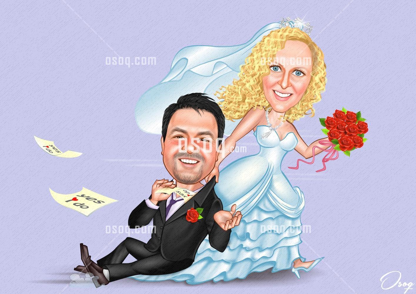 Wedding cartoon caricature 01