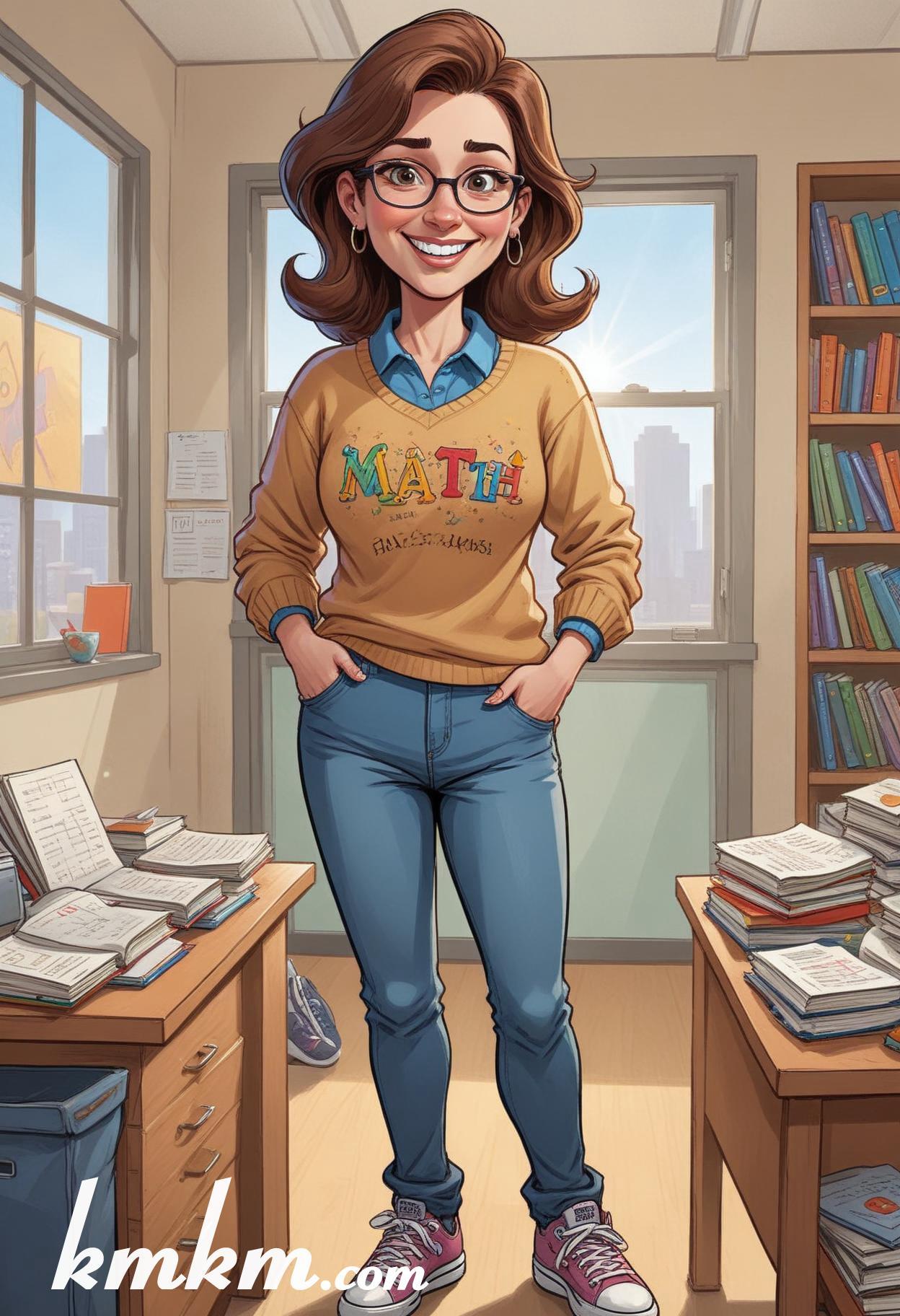 Cute teacher cartoon 09