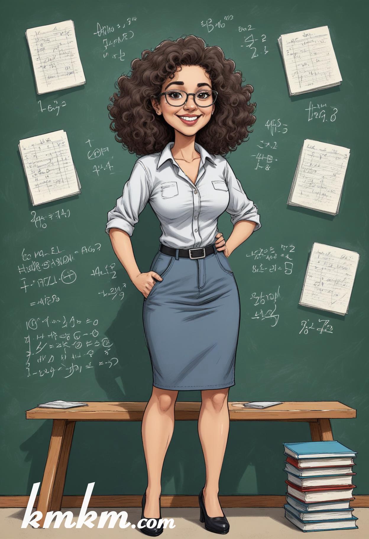Female teacher cartoon 01