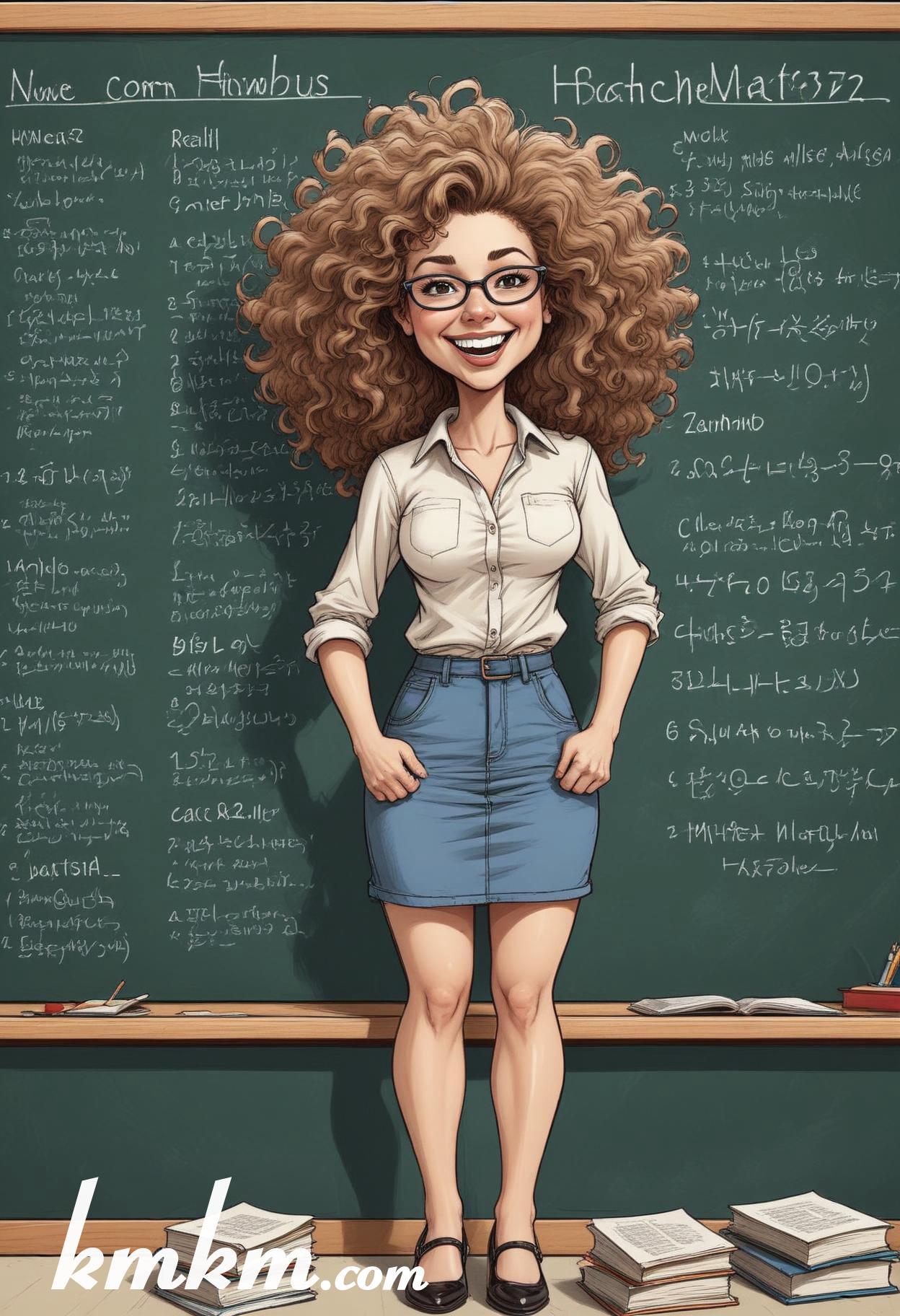 Female teacher cartoon 02