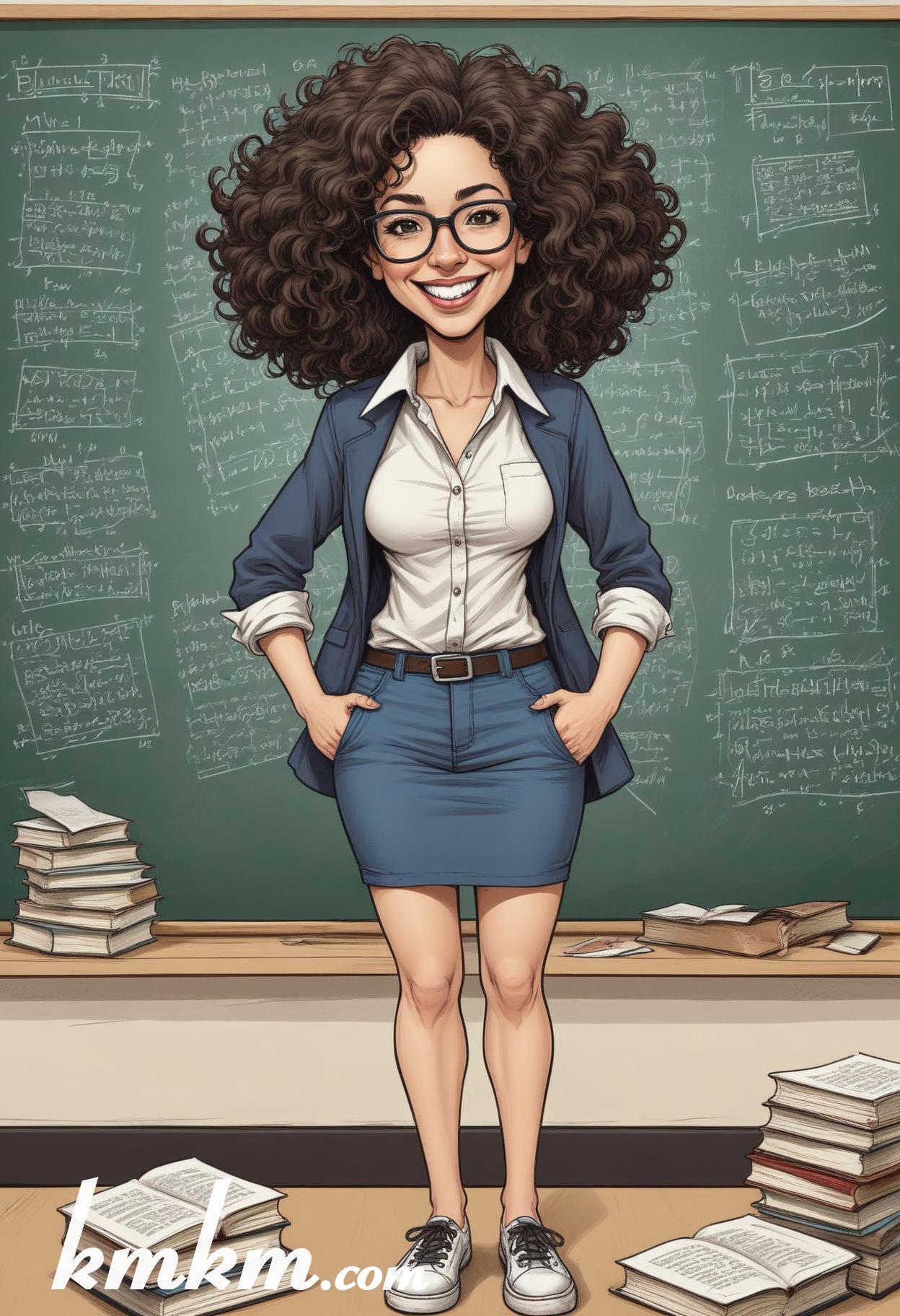 Female teacher cartoon 04