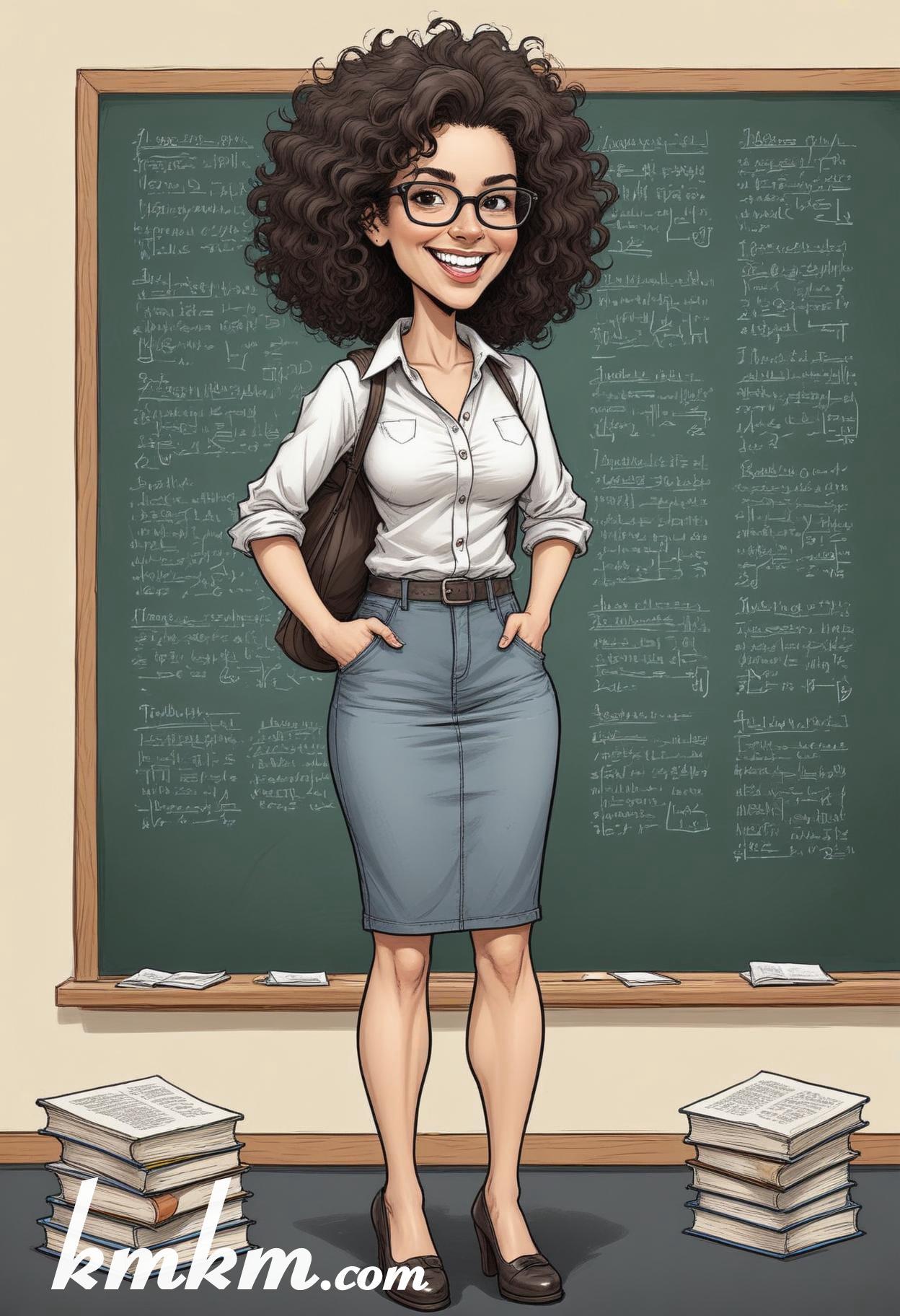 Female teacher cartoon 05