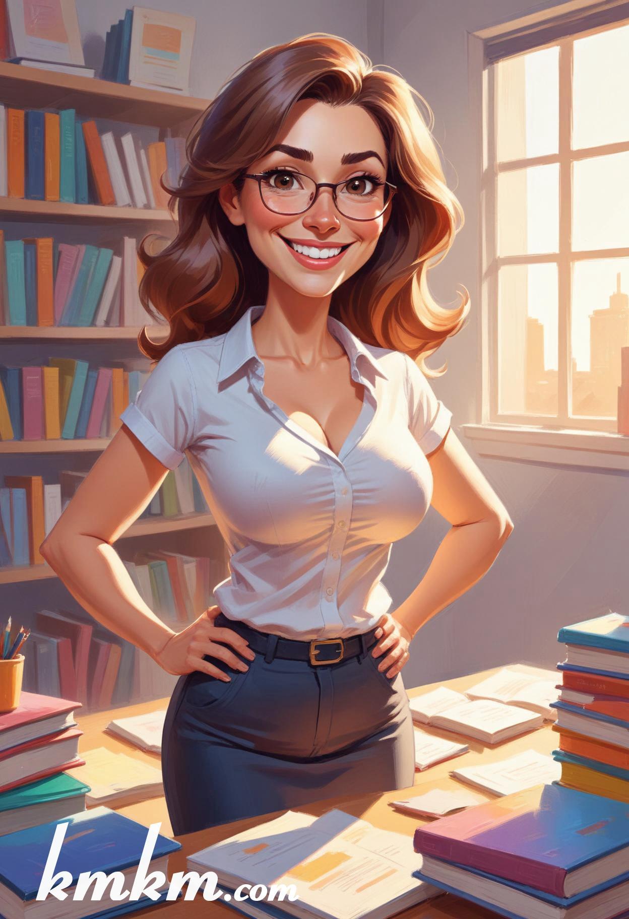 Female teacher cartoon 09
