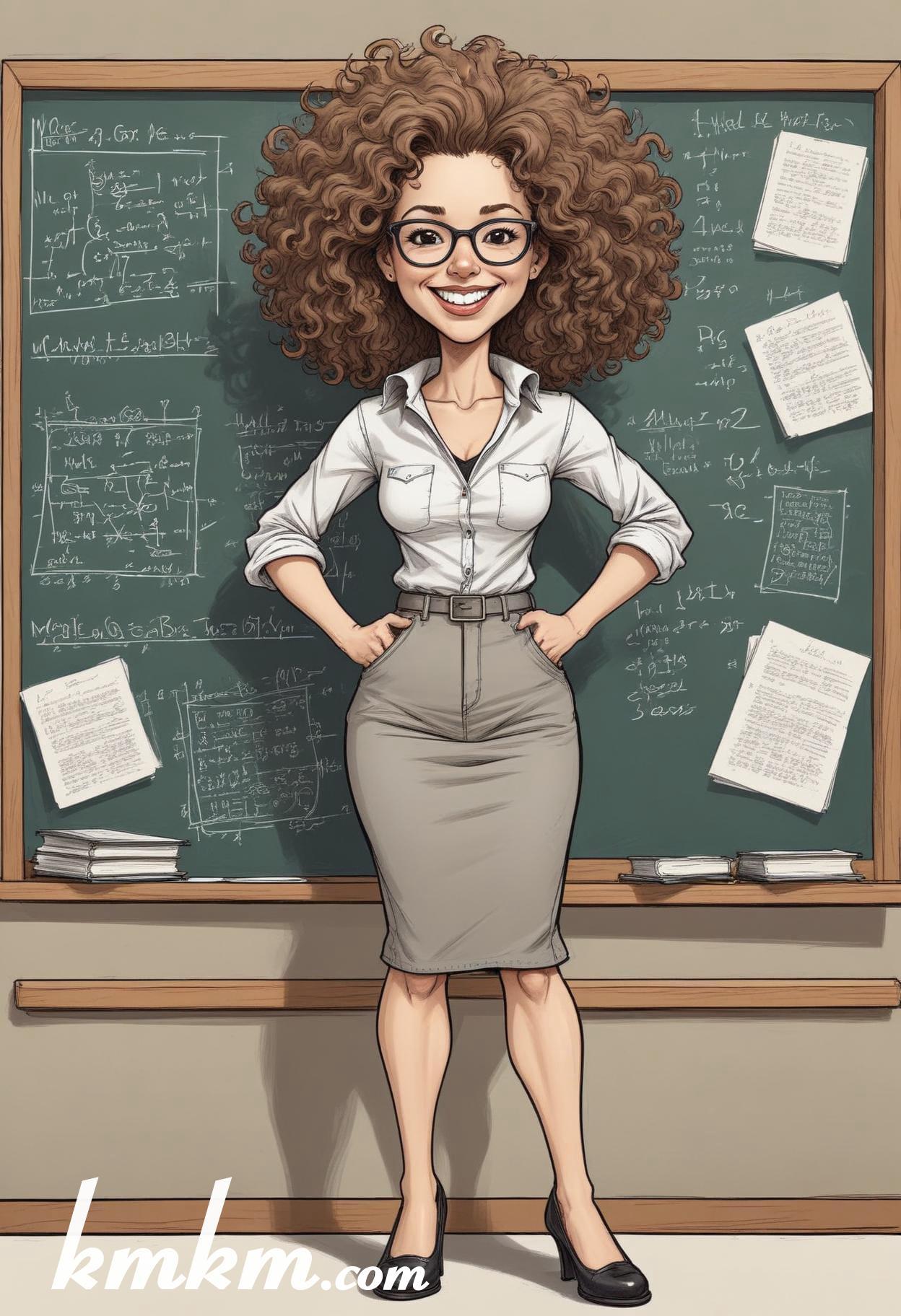 Teacher cartoon drawing 04