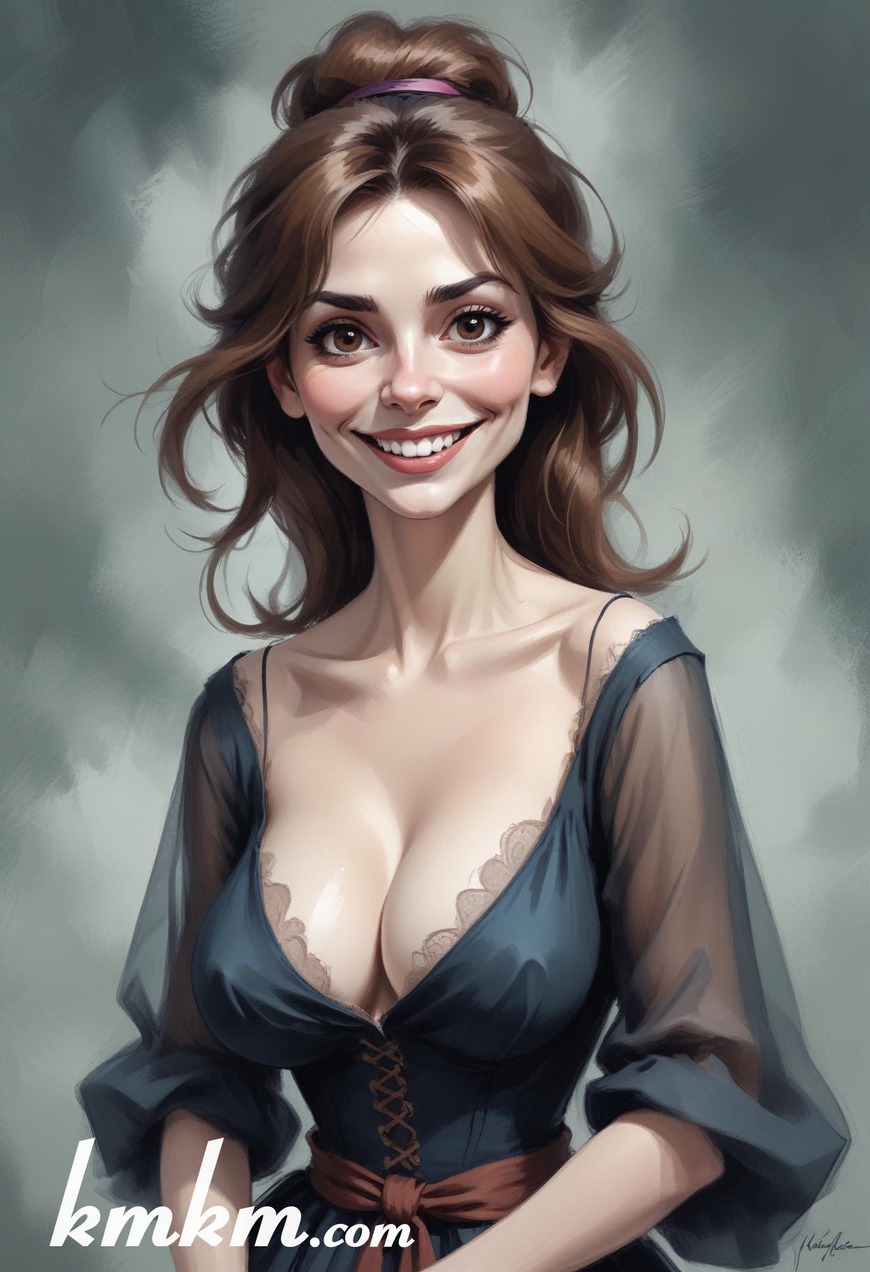 Witch caricature cartoon drawing 02