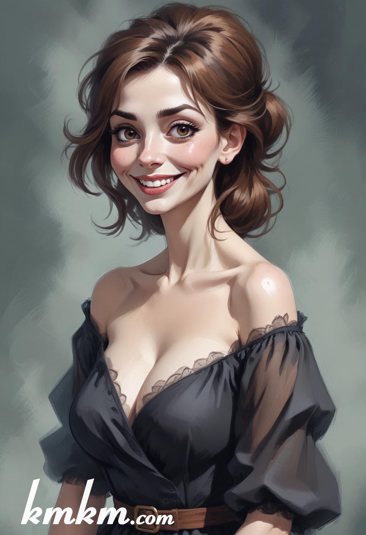 Witch caricature cartoon drawing 05