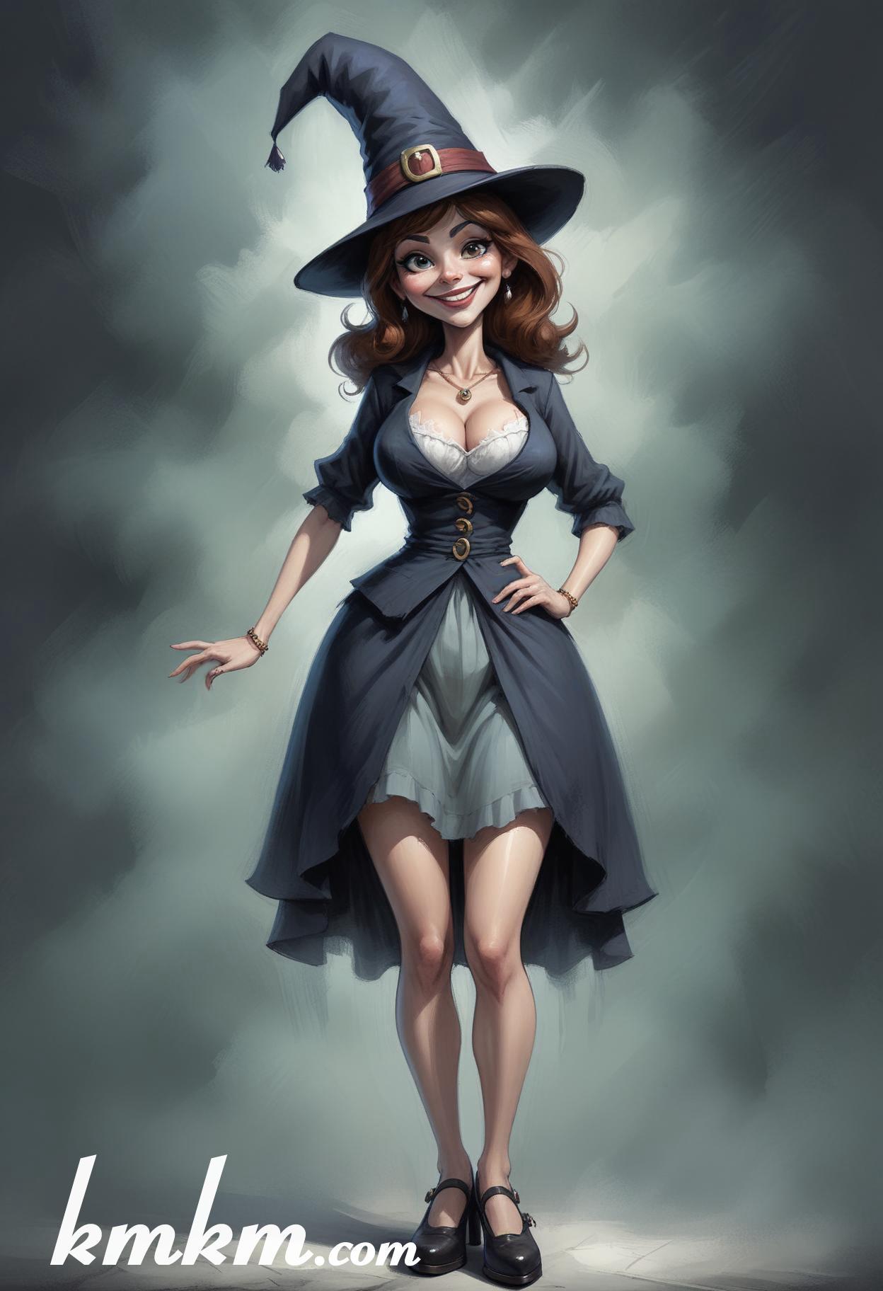 Witch caricature cartoon drawing 08