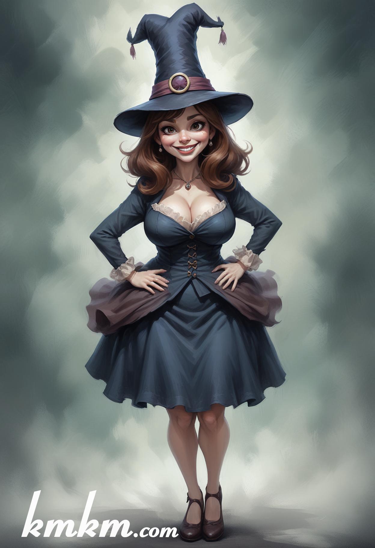 Witch caricature cartoon drawing 09