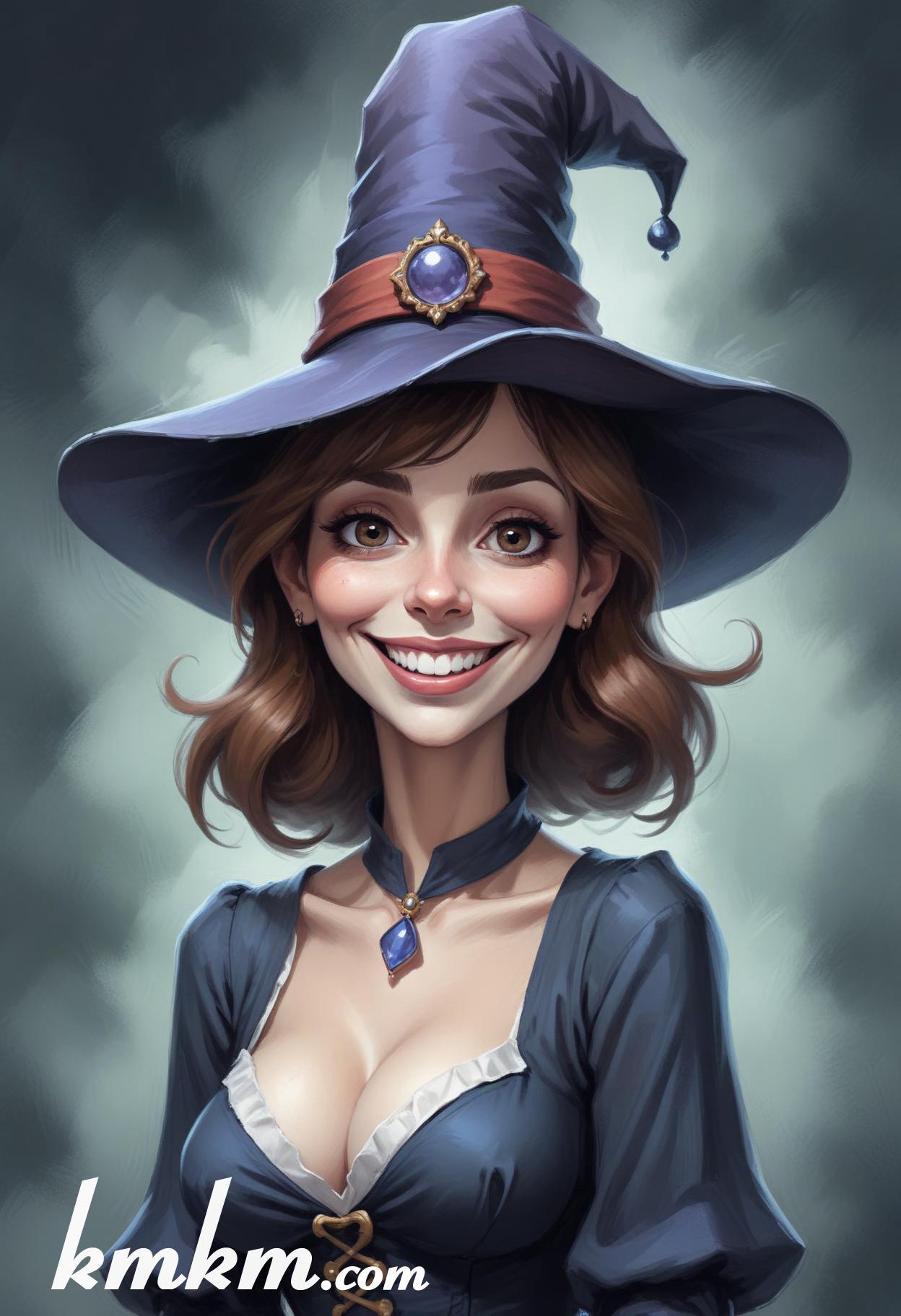 Witch caricature cartoon drawing 16