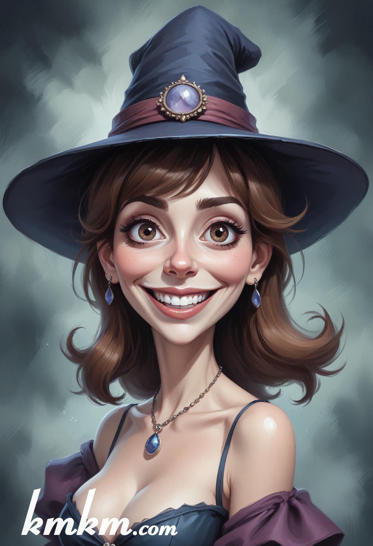 Witch caricature cartoon drawing 17