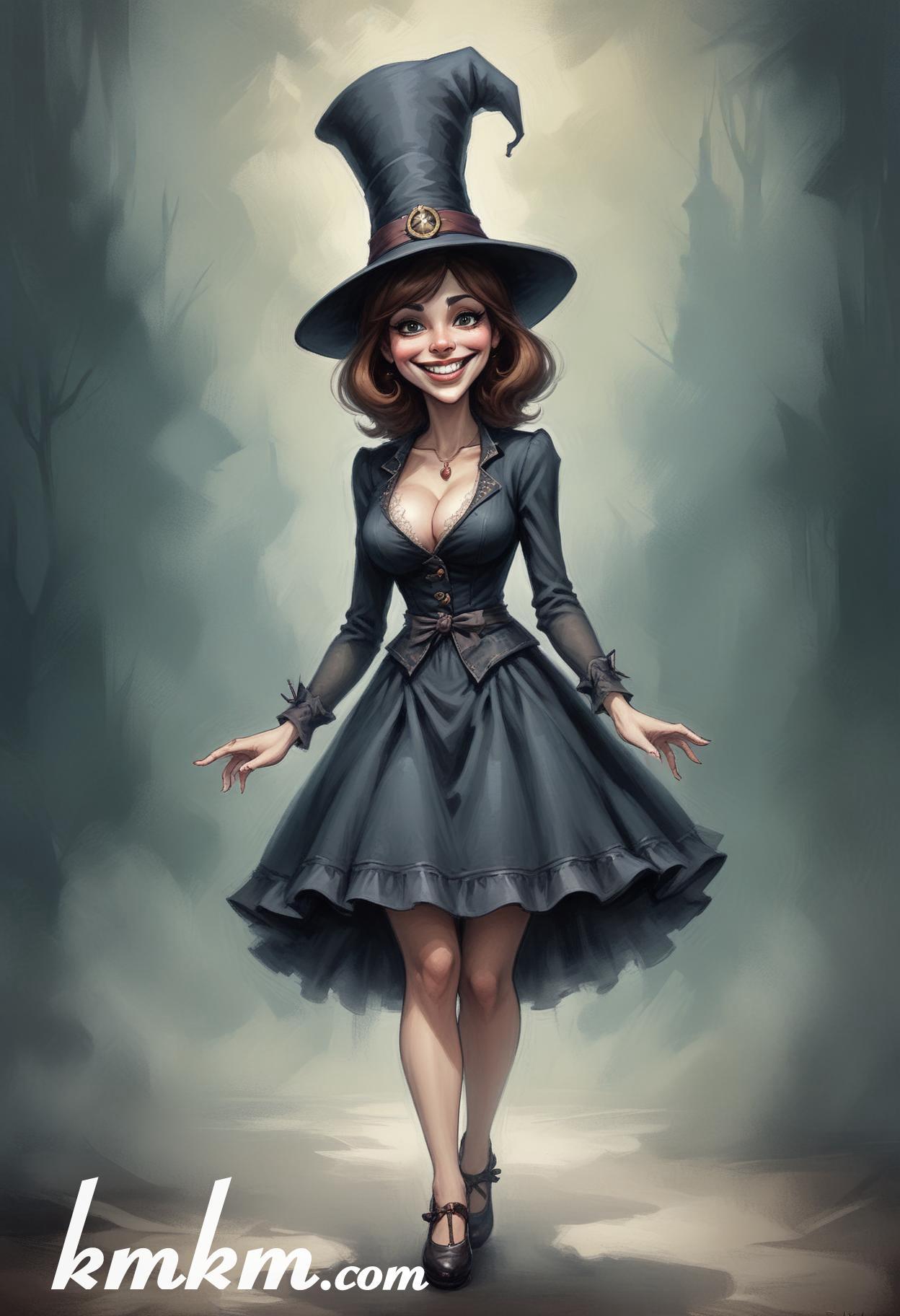 Witch caricature cartoon drawing 18