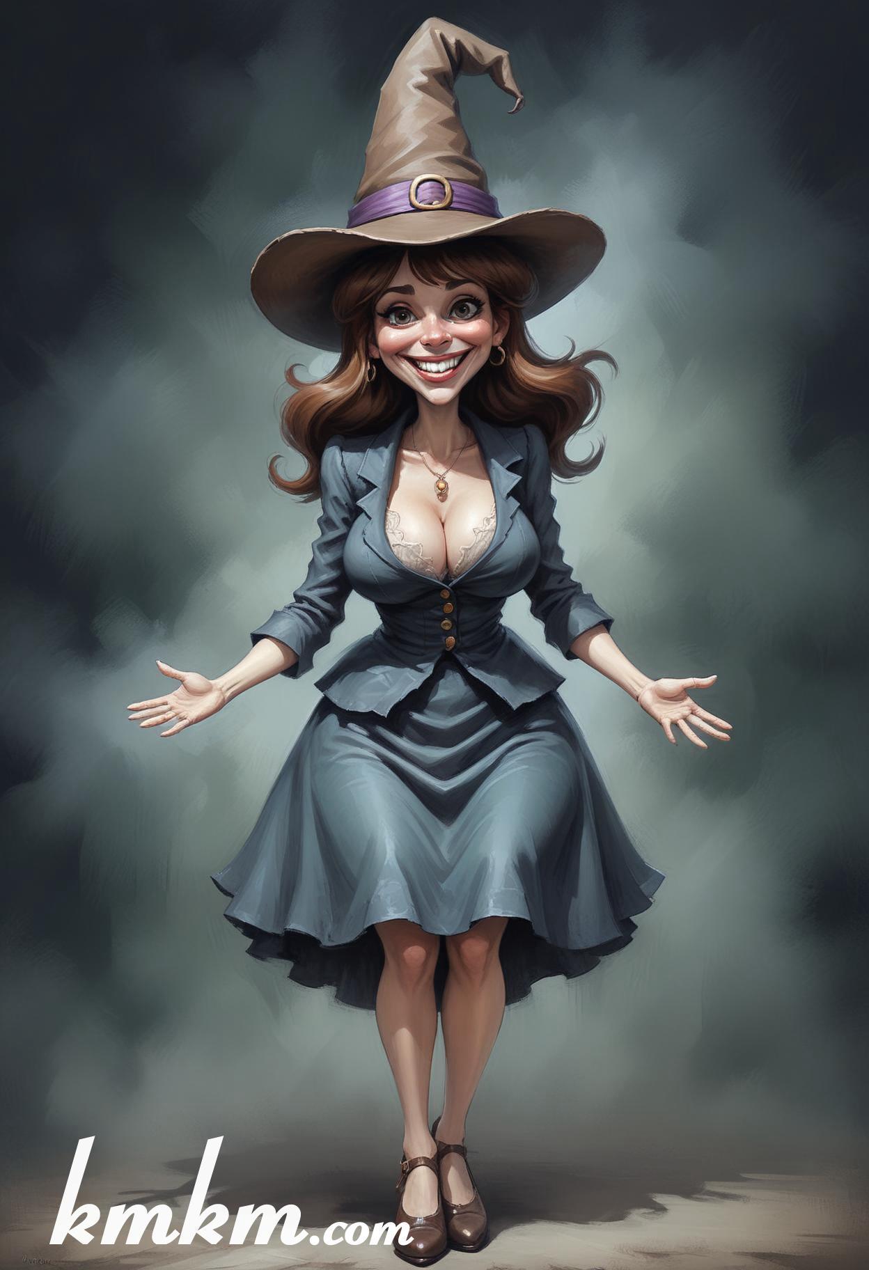 Witch caricature cartoon drawing 19