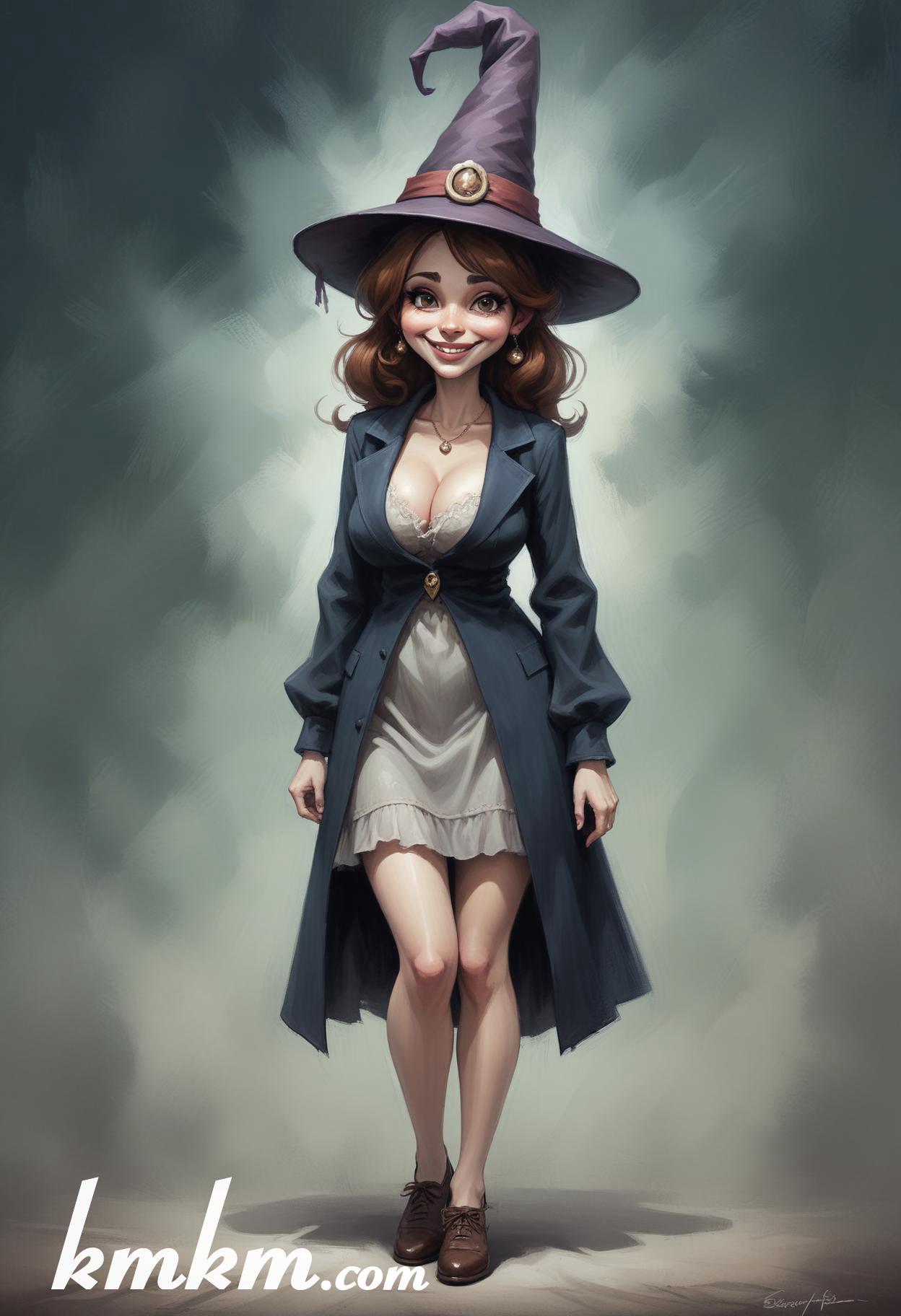 Witch caricature cartoon drawing 20