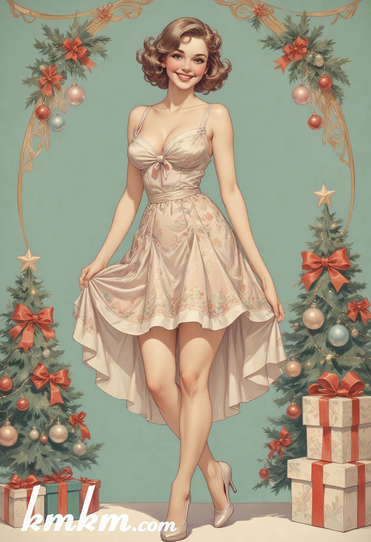 American female christmas cartoon caricature drawing 12