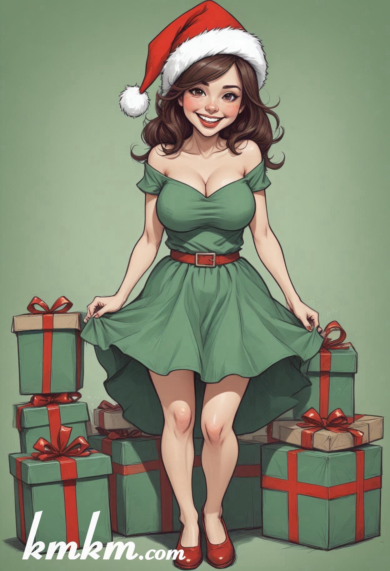 American female christmas cartoon caricature drawing 18