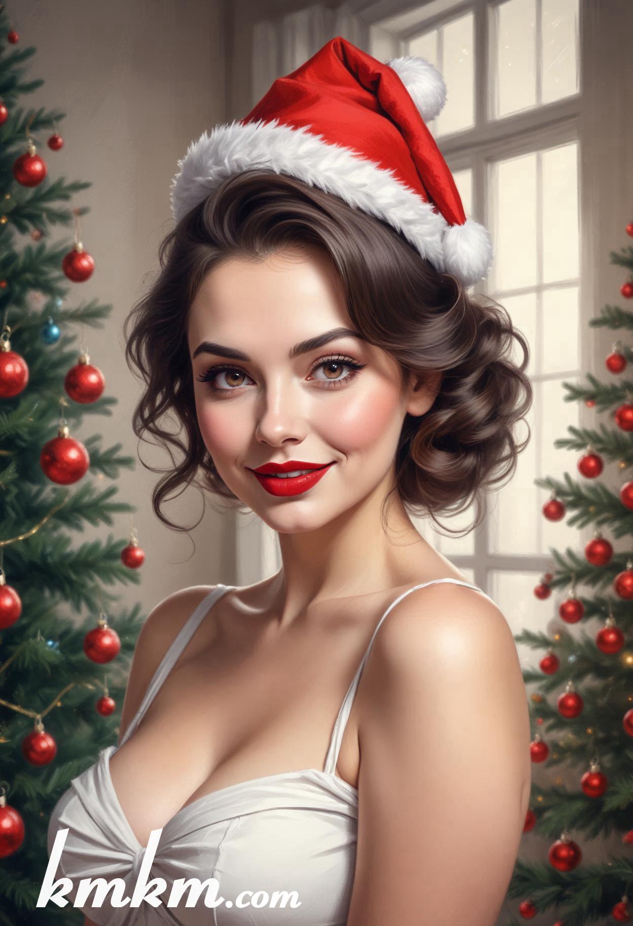 American female christmas cartoon caricature drawing 20