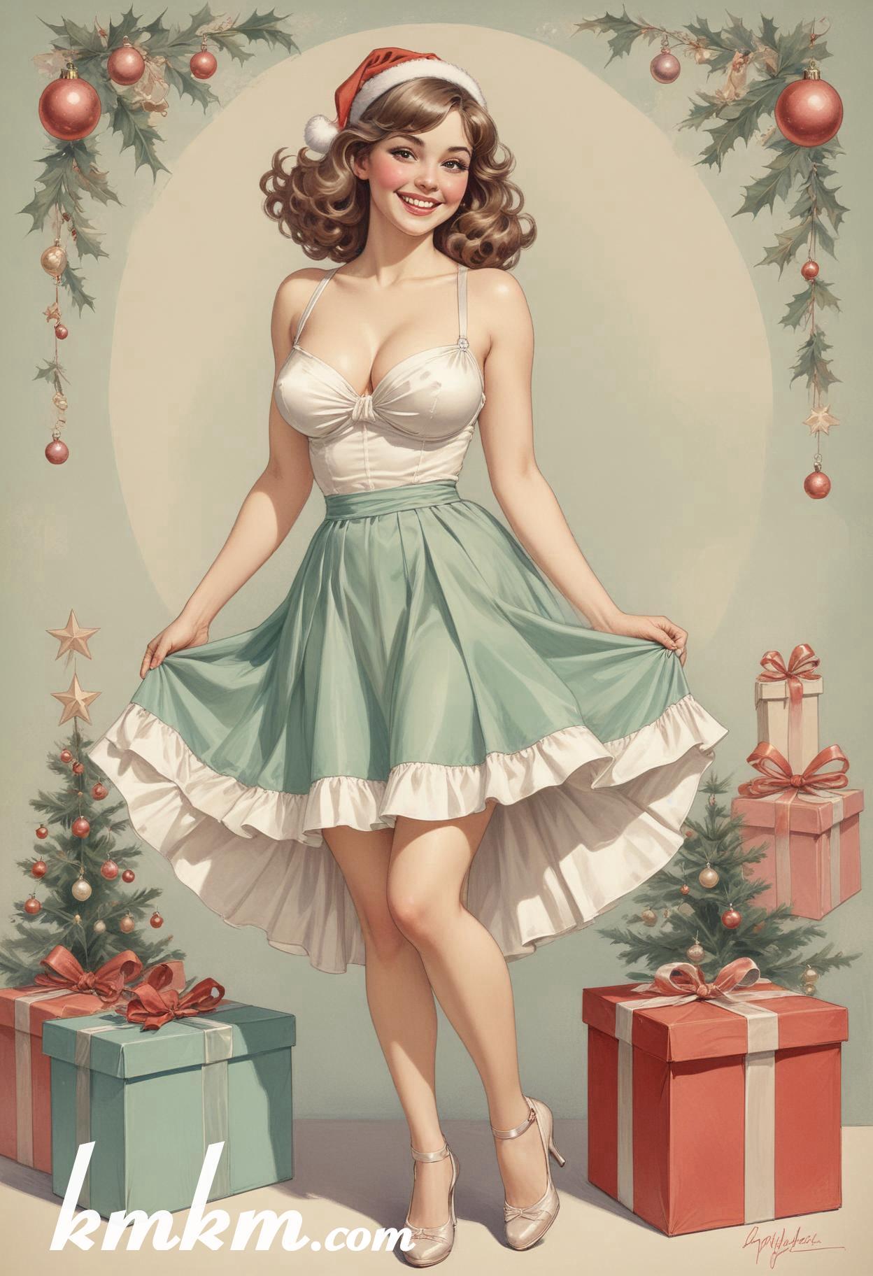 Christmas eve pretty lady cartoon caricature drawing 11