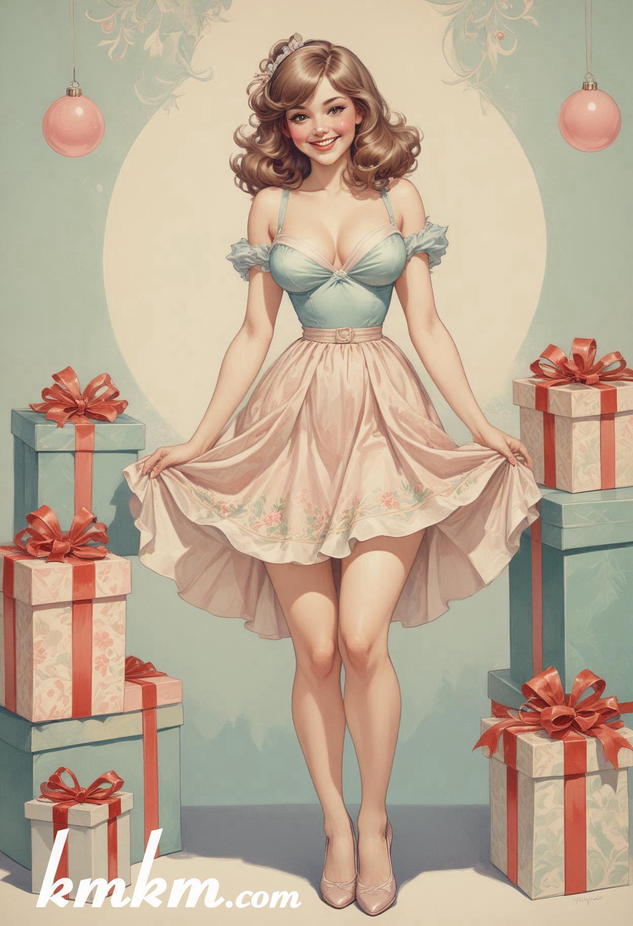 Christmas eve pretty lady cartoon caricature drawing 12