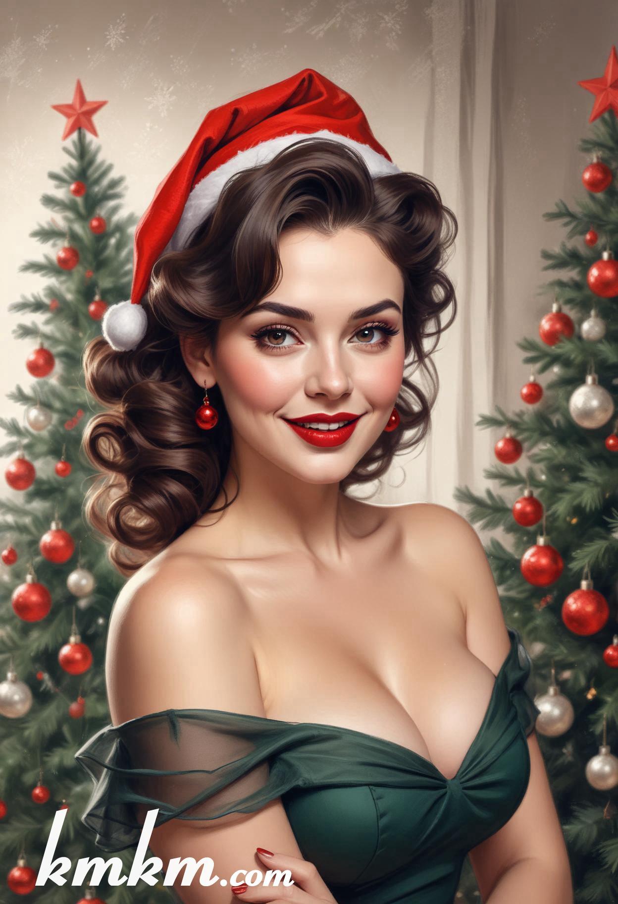 Christmas eve pretty lady cartoon caricature drawing 13