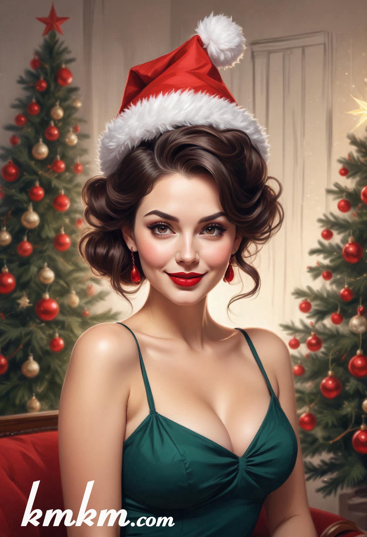 Christmas eve pretty lady cartoon caricature drawing 14