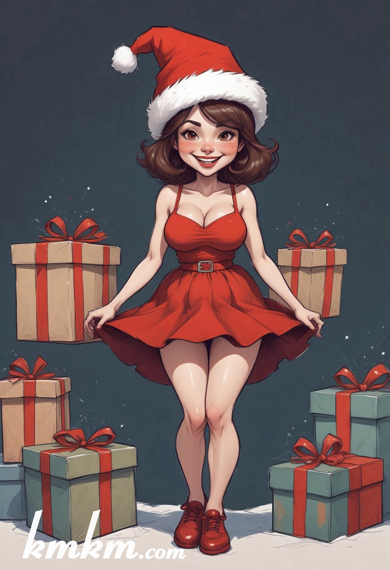 Christmas eve pretty lady cartoon caricature drawing 19