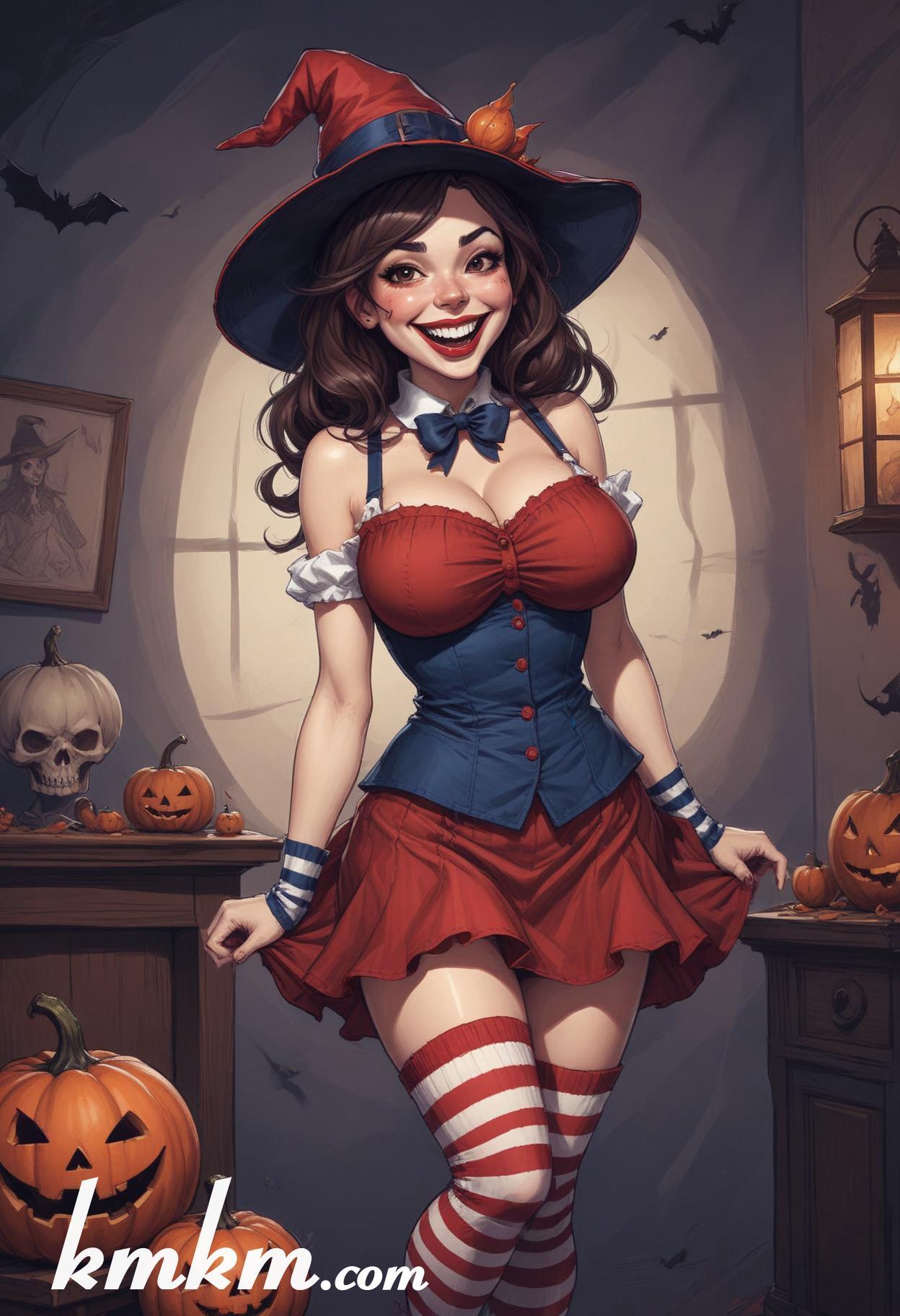 Diy halloween witch costume cartoon drawing 01