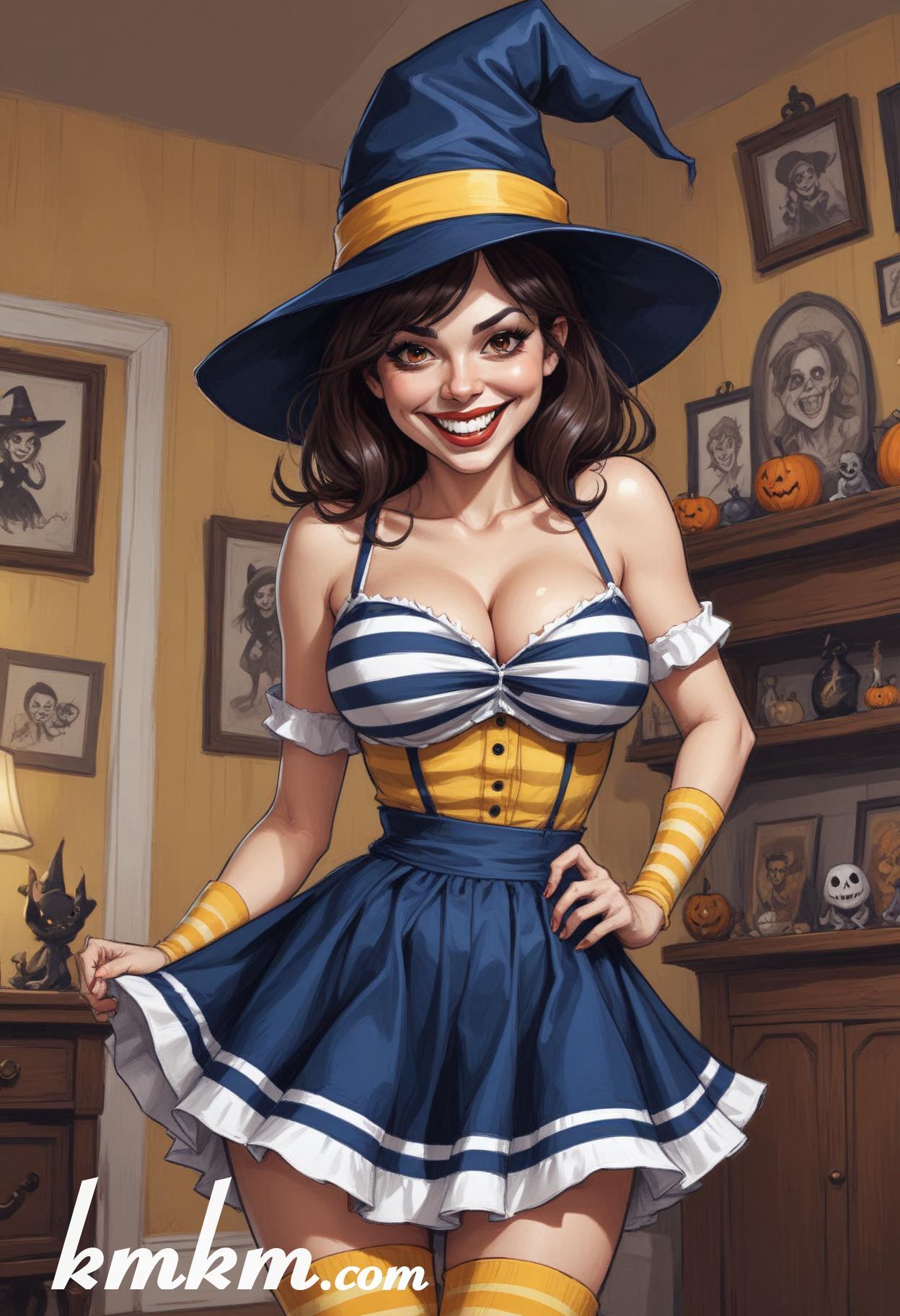 Diy halloween witch costume cartoon drawing 05