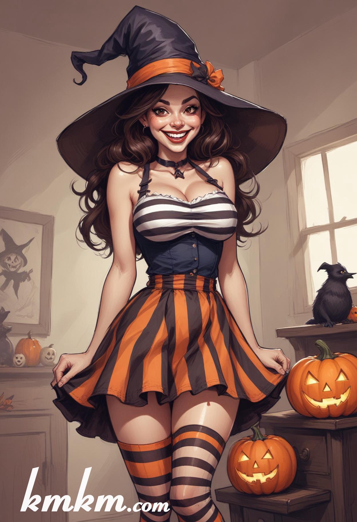 Diy halloween witch costume cartoon drawing 11
