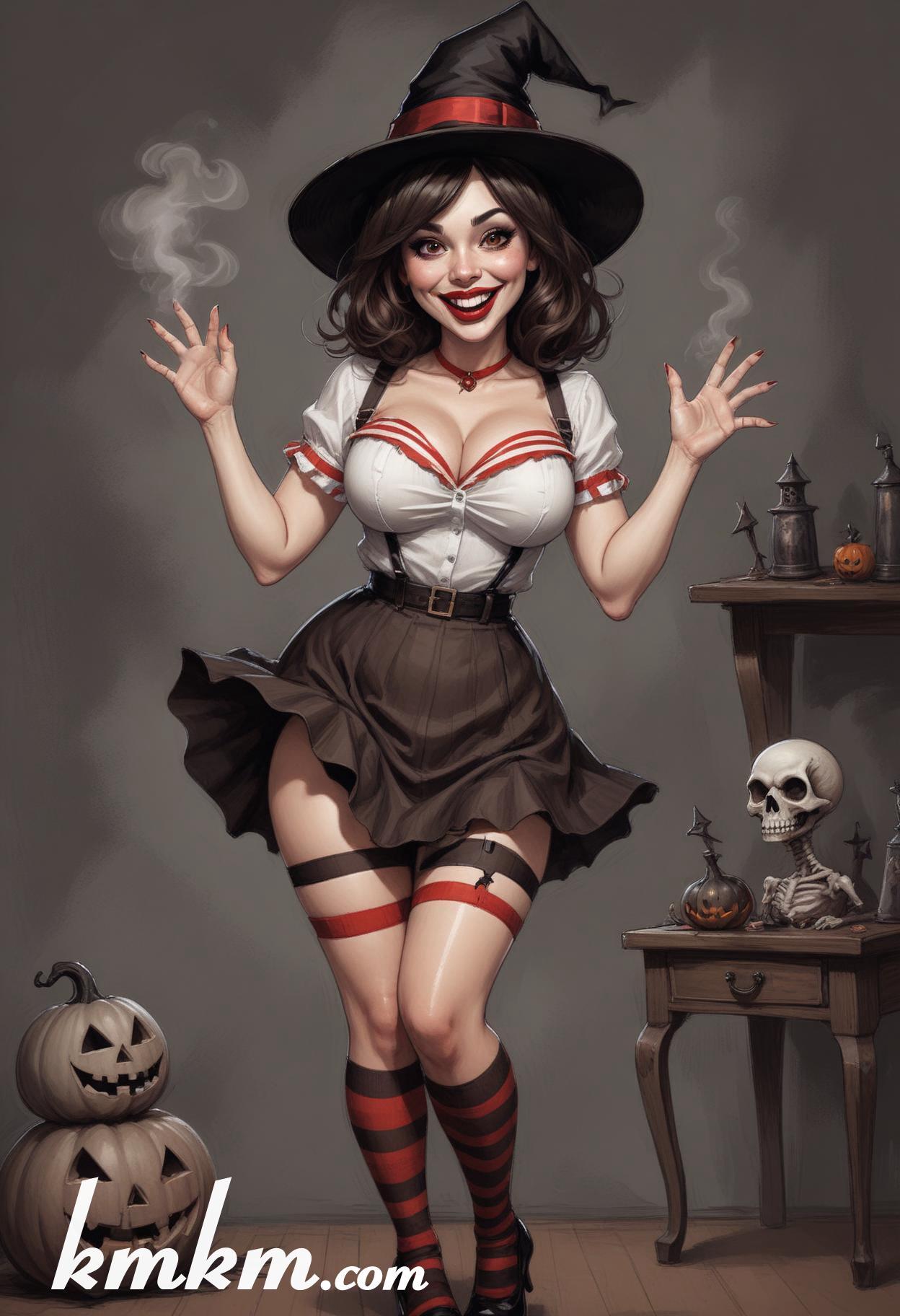 Diy halloween witch costume cartoon drawing 14