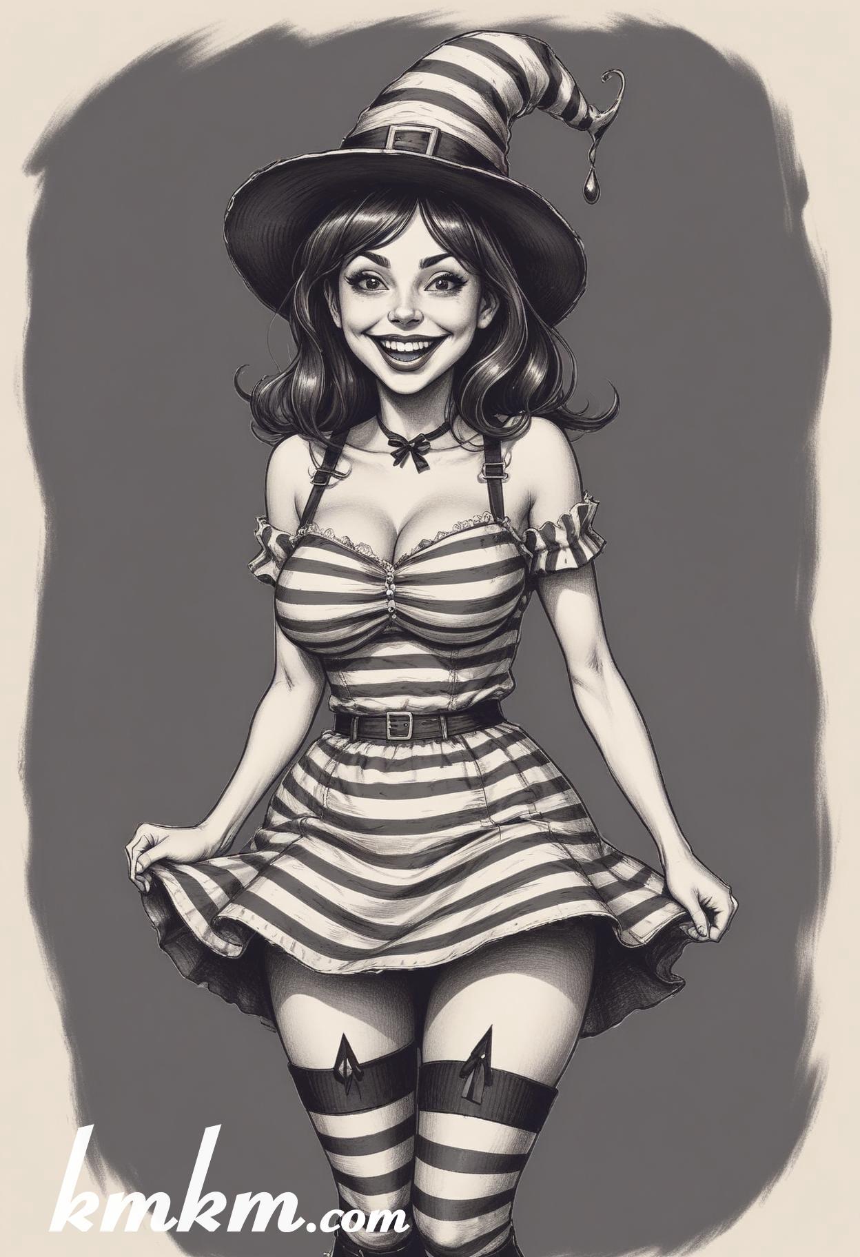 Diy halloween witch costume cartoon drawing 16