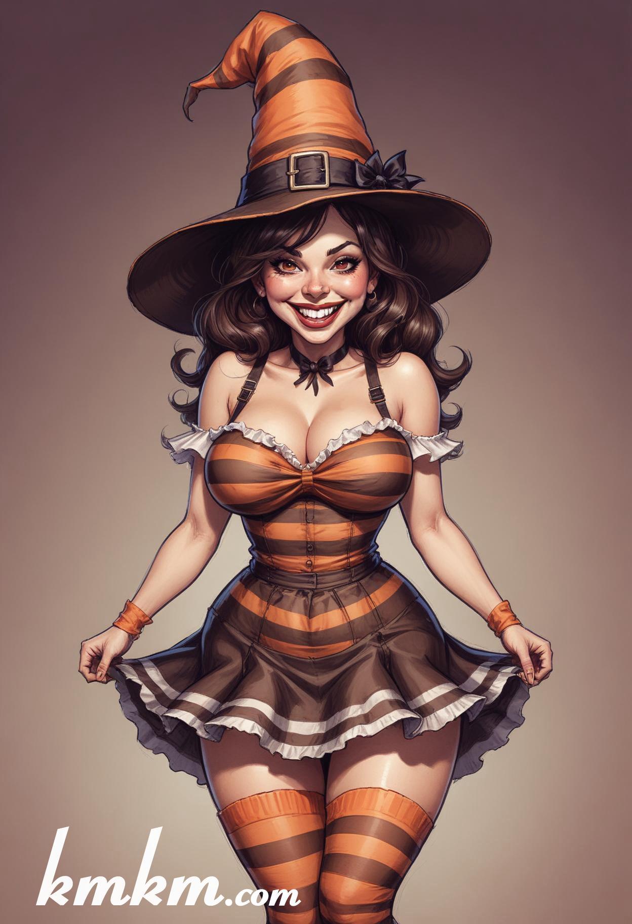 Diy halloween witch costume cartoon drawing 17