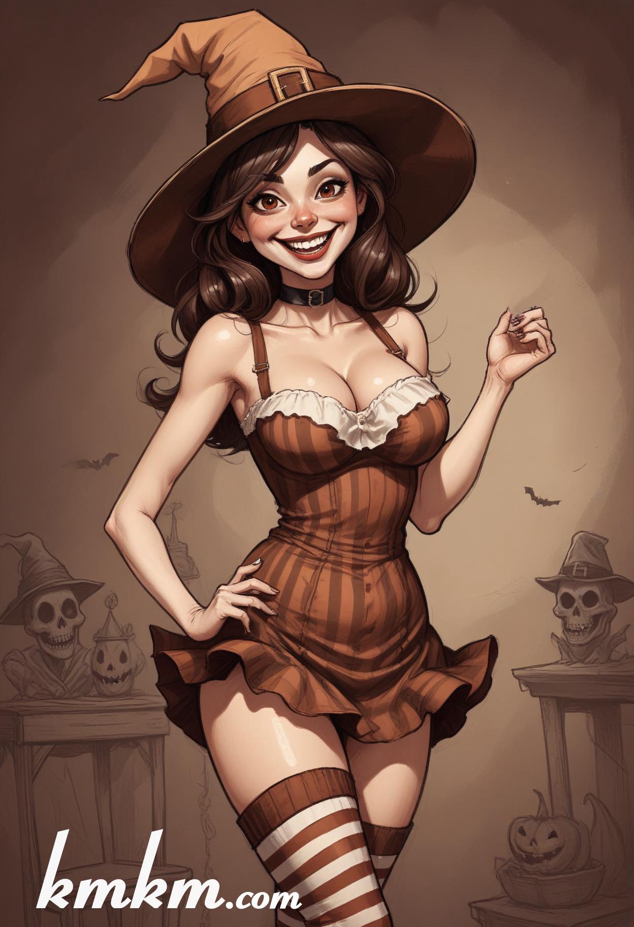 Diy halloween witch costume cartoon drawing 20