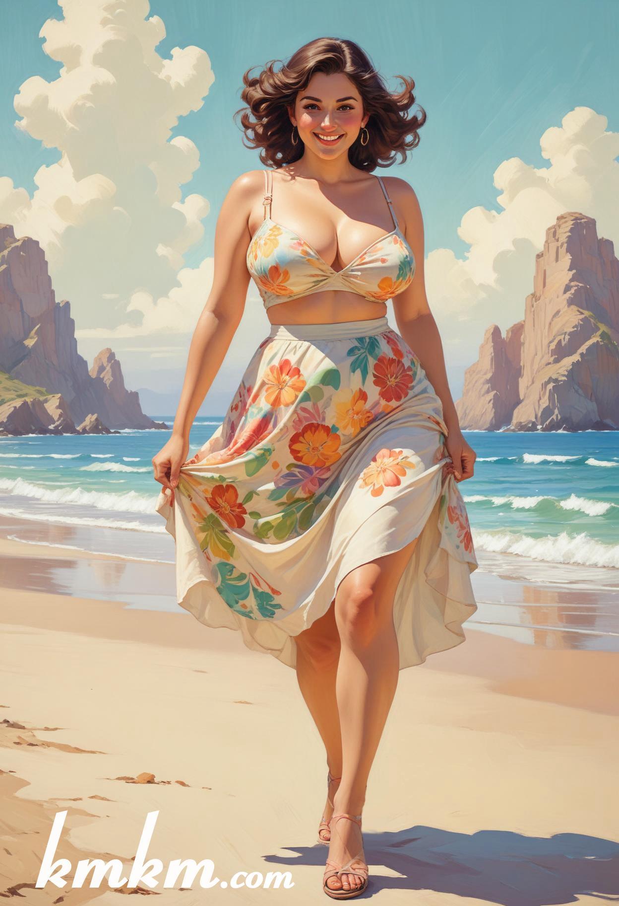 Mexican beach vacation girl cartoon drawing 18