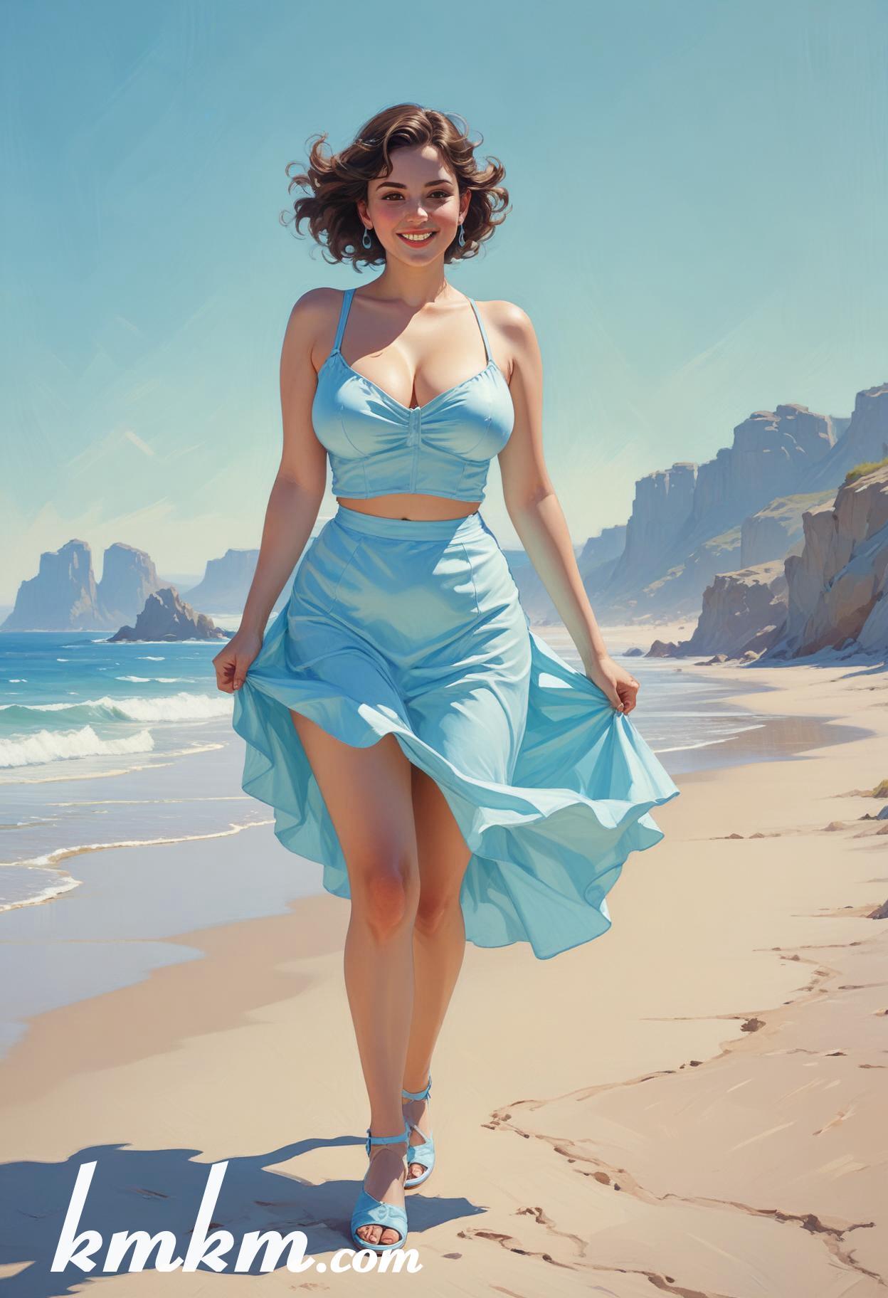 Mexican beach vacation girl cartoon drawing 19