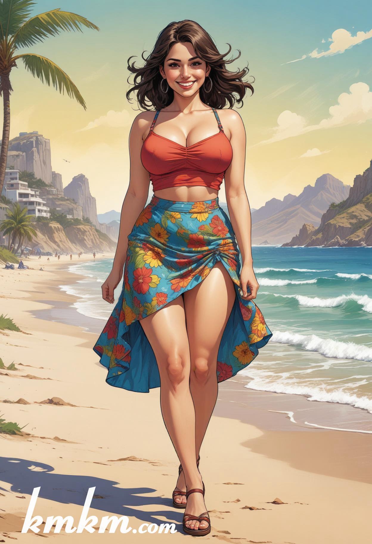 Mexican cute girl cartoon character drawing 07