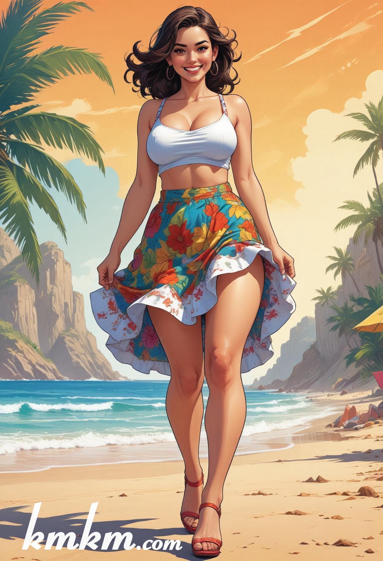 Mexican cute girl cartoon character drawing 08