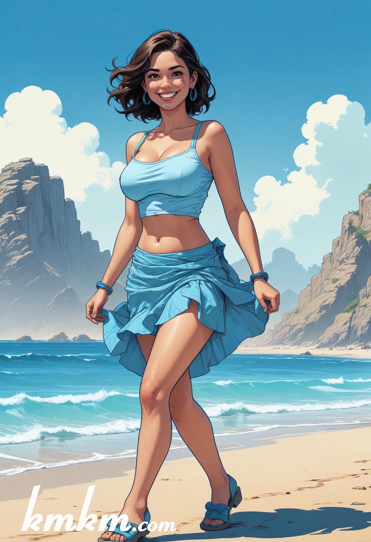 Mexican cute girl cartoon character drawing 09