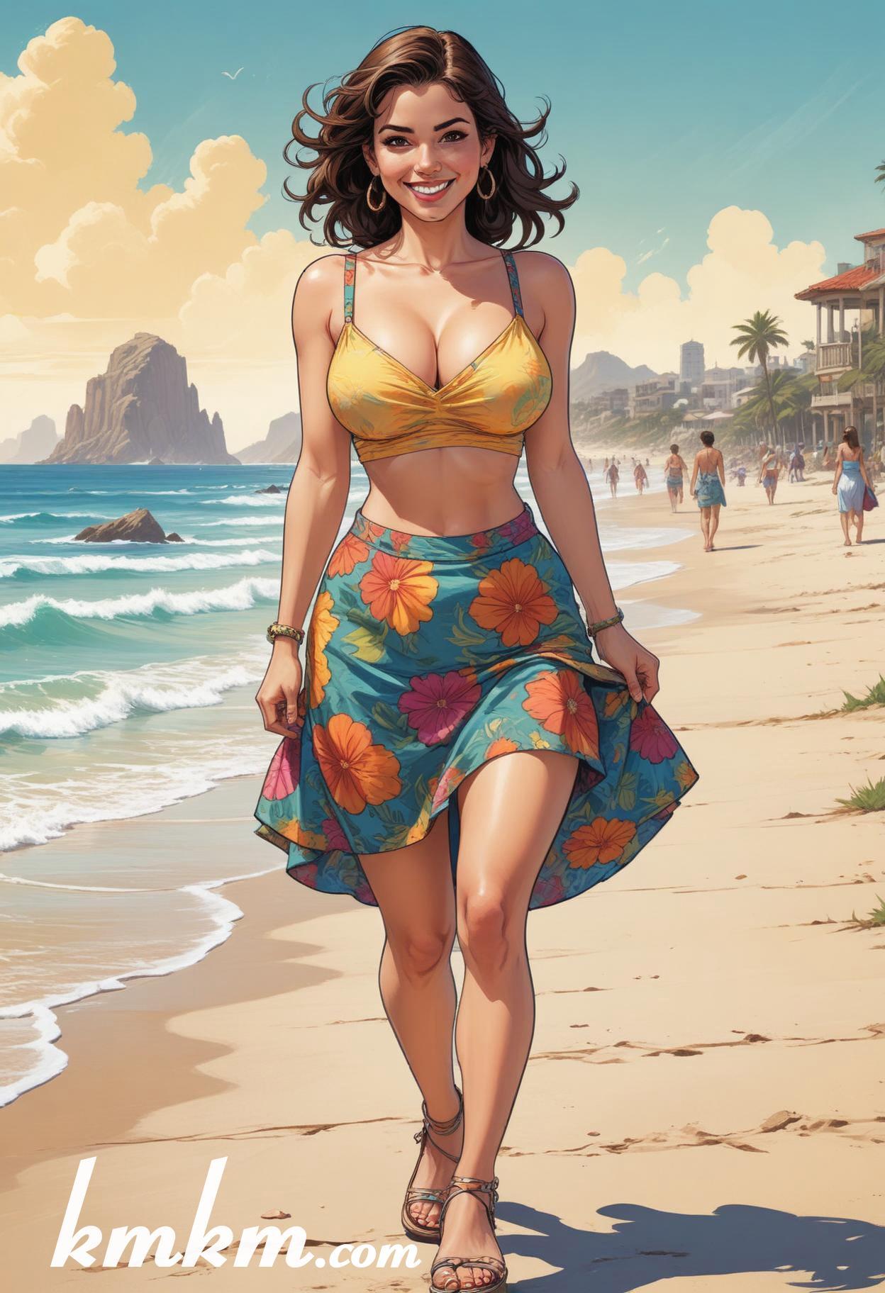 Mexican girl cartoon caricature sketch drawing 07