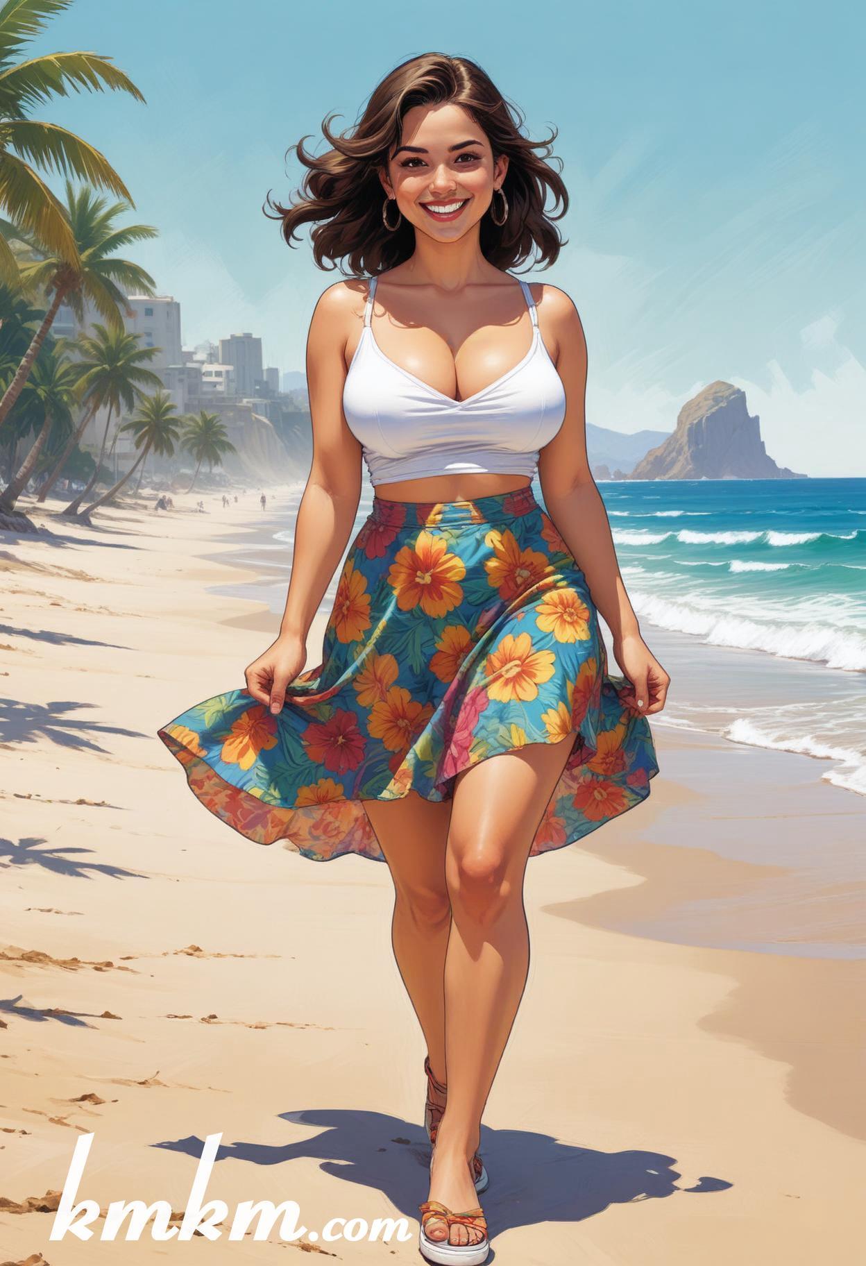 Mexican summer beach girl cartoon illustrations 05