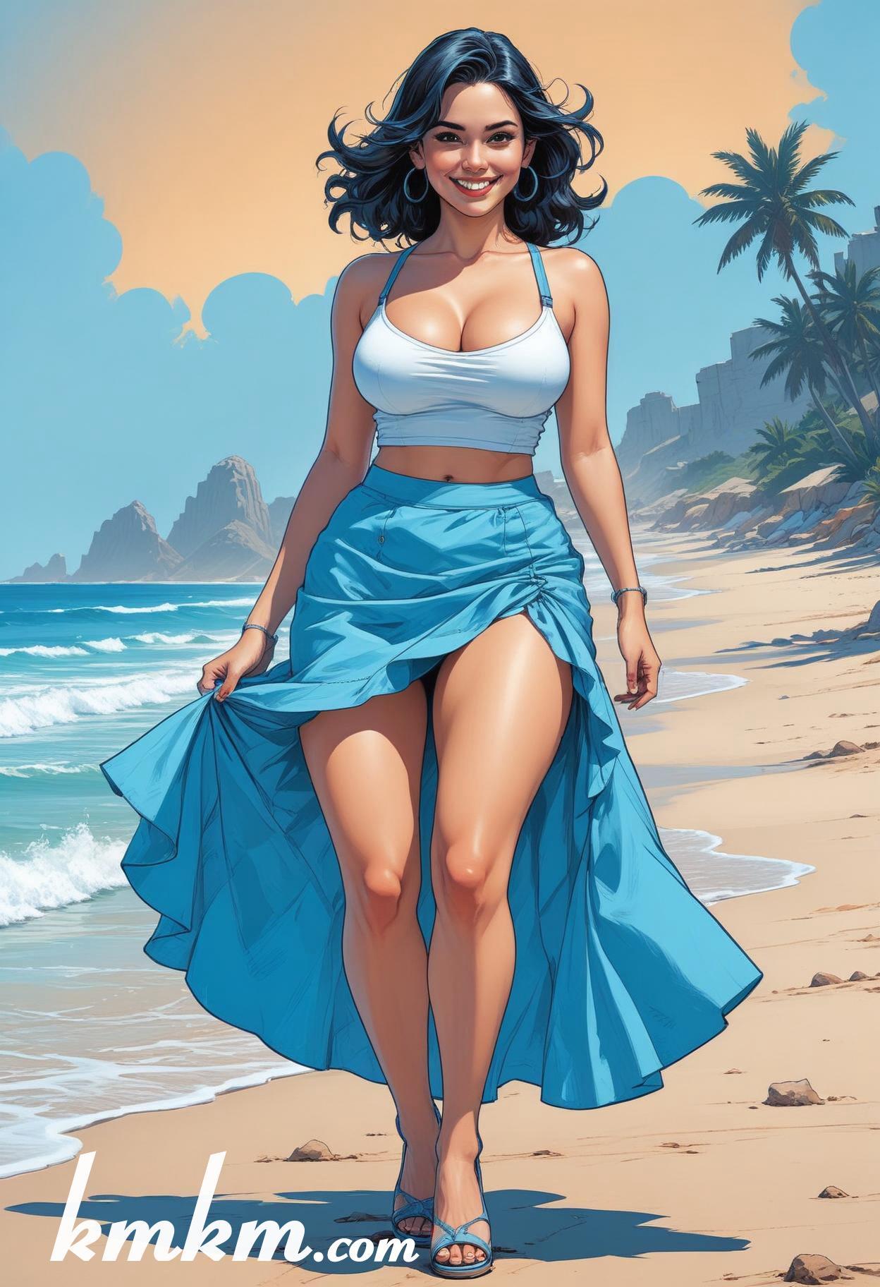 Mexican summer beach girl cartoon illustrations 09